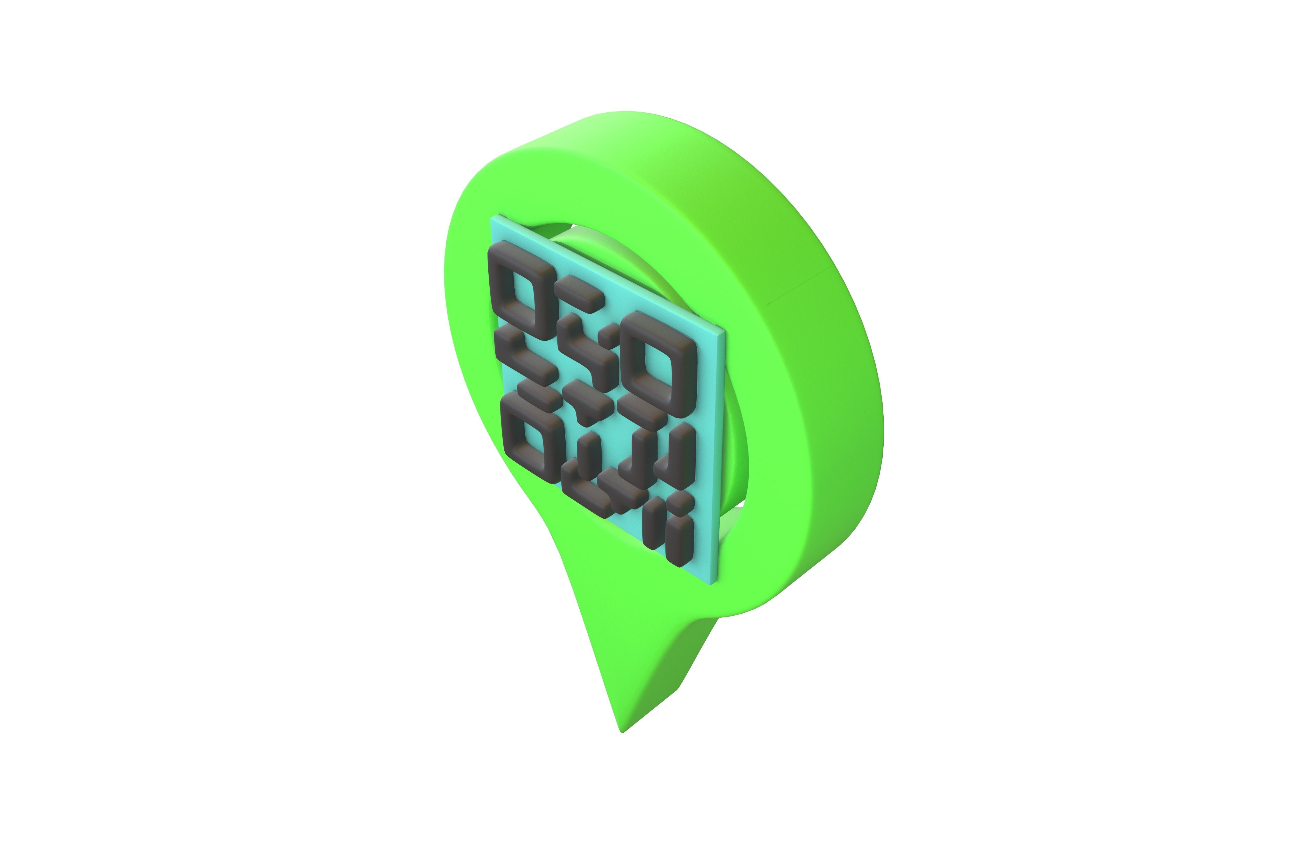 Qr Code Location Tag Icon v1 003 Low-poly 3D model_1