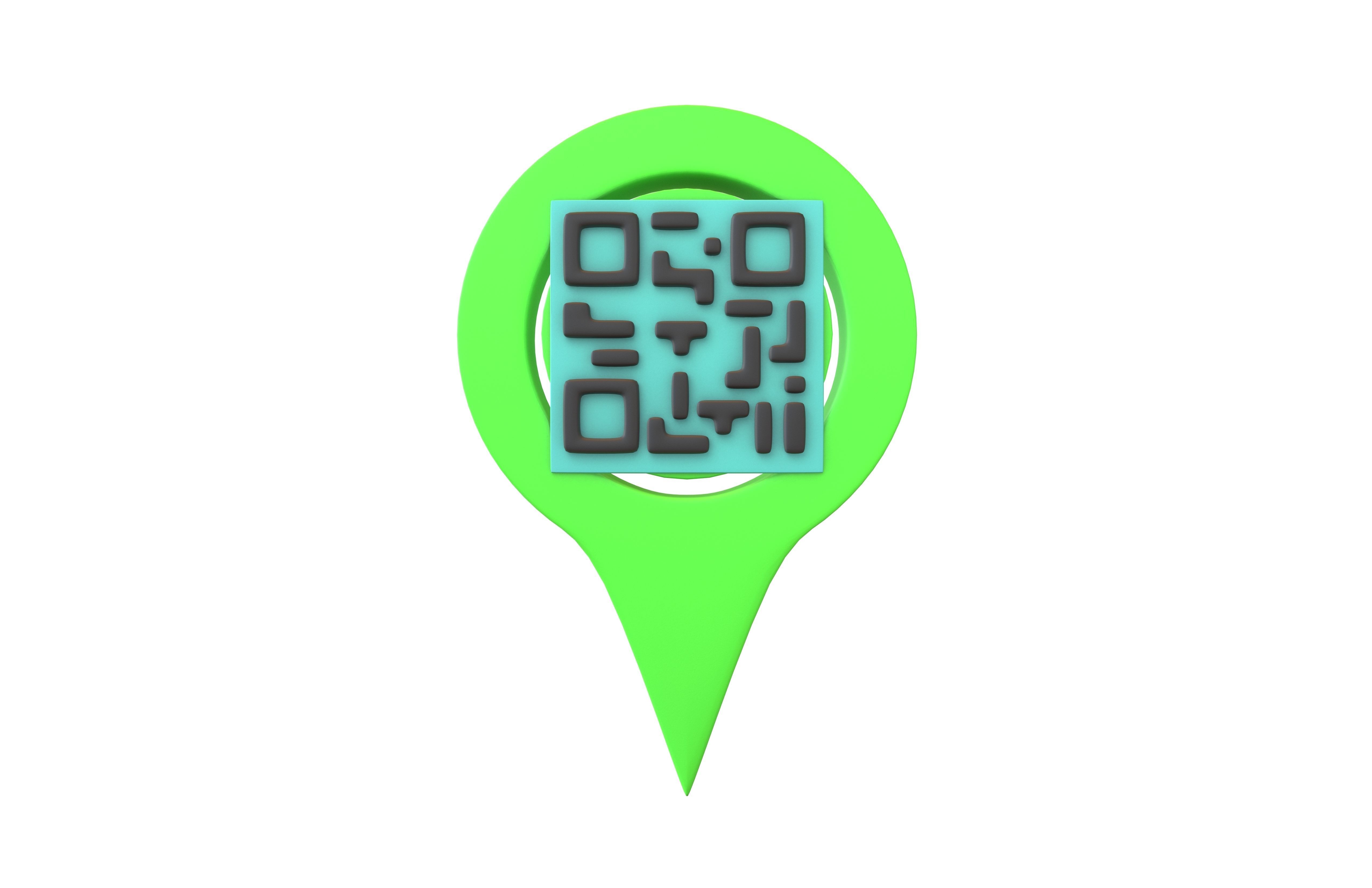 Qr Code Location Tag Icon v1 003 Low-poly 3D model_2