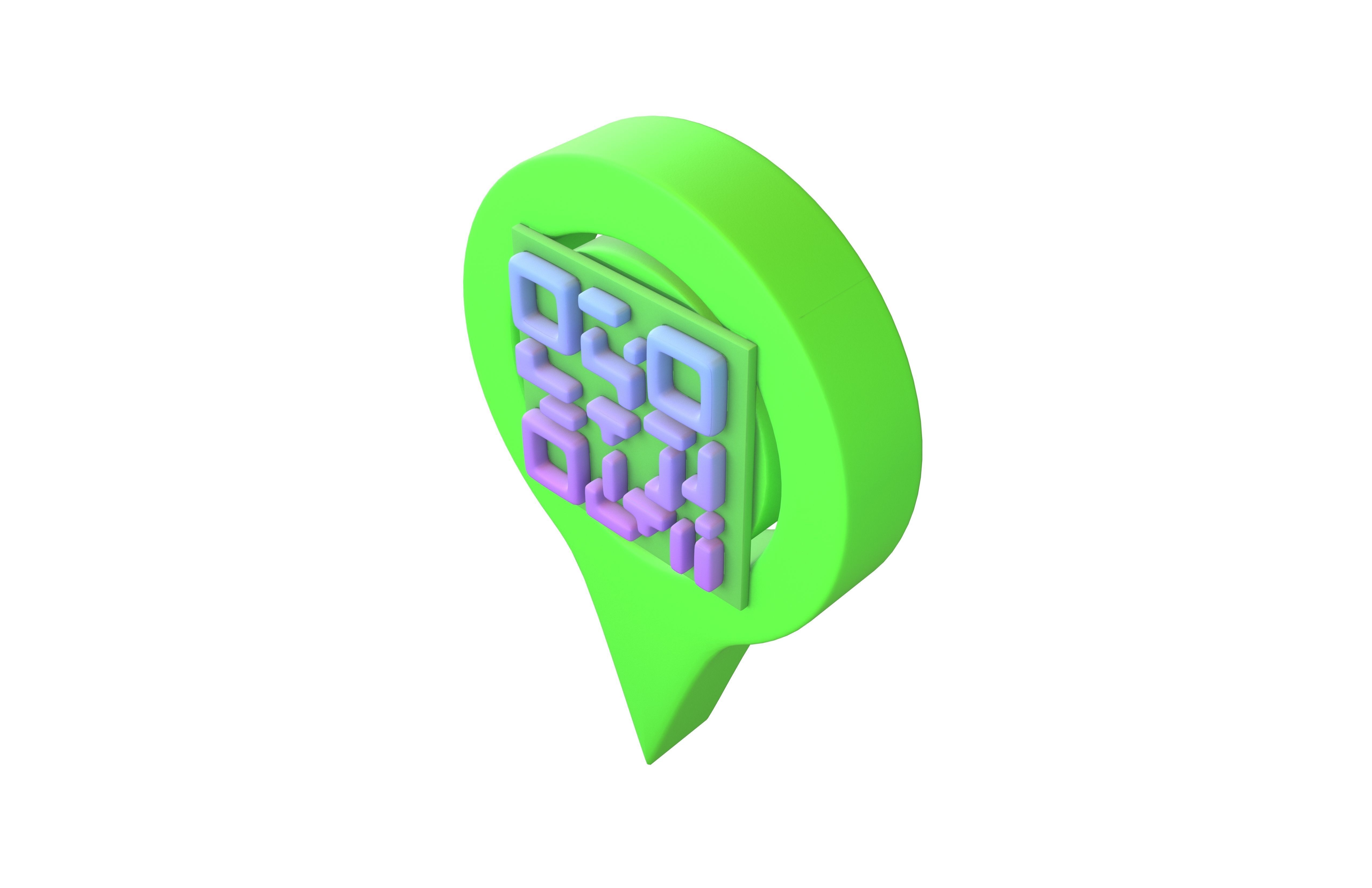 Qr Code Location Tag Icon v1 009 Low-poly 3D model_1