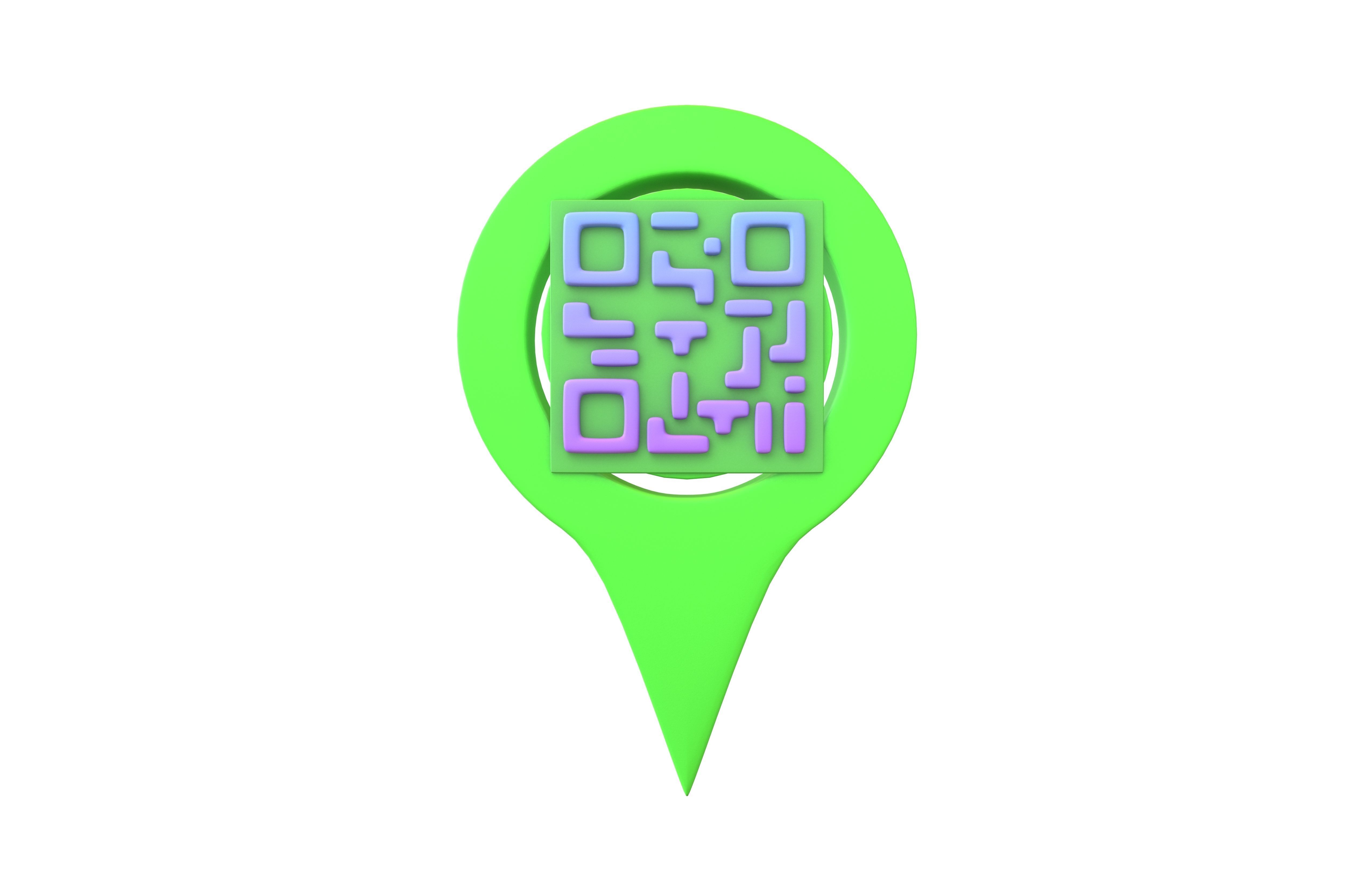 Qr Code Location Tag Icon v1 009 Low-poly 3D model_3