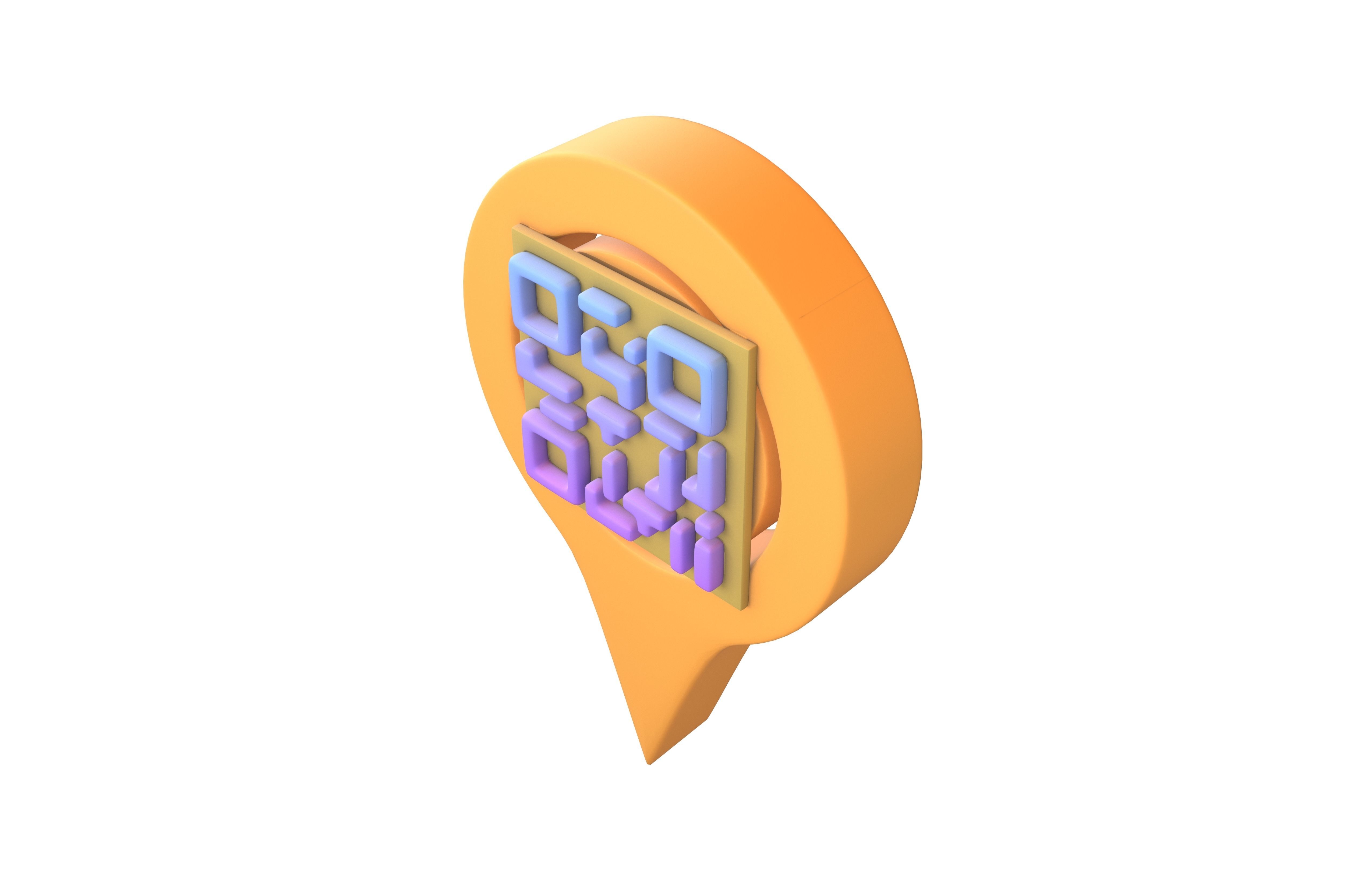 Qr Code Location Tag Icon v1 012 Low-poly 3D model_2