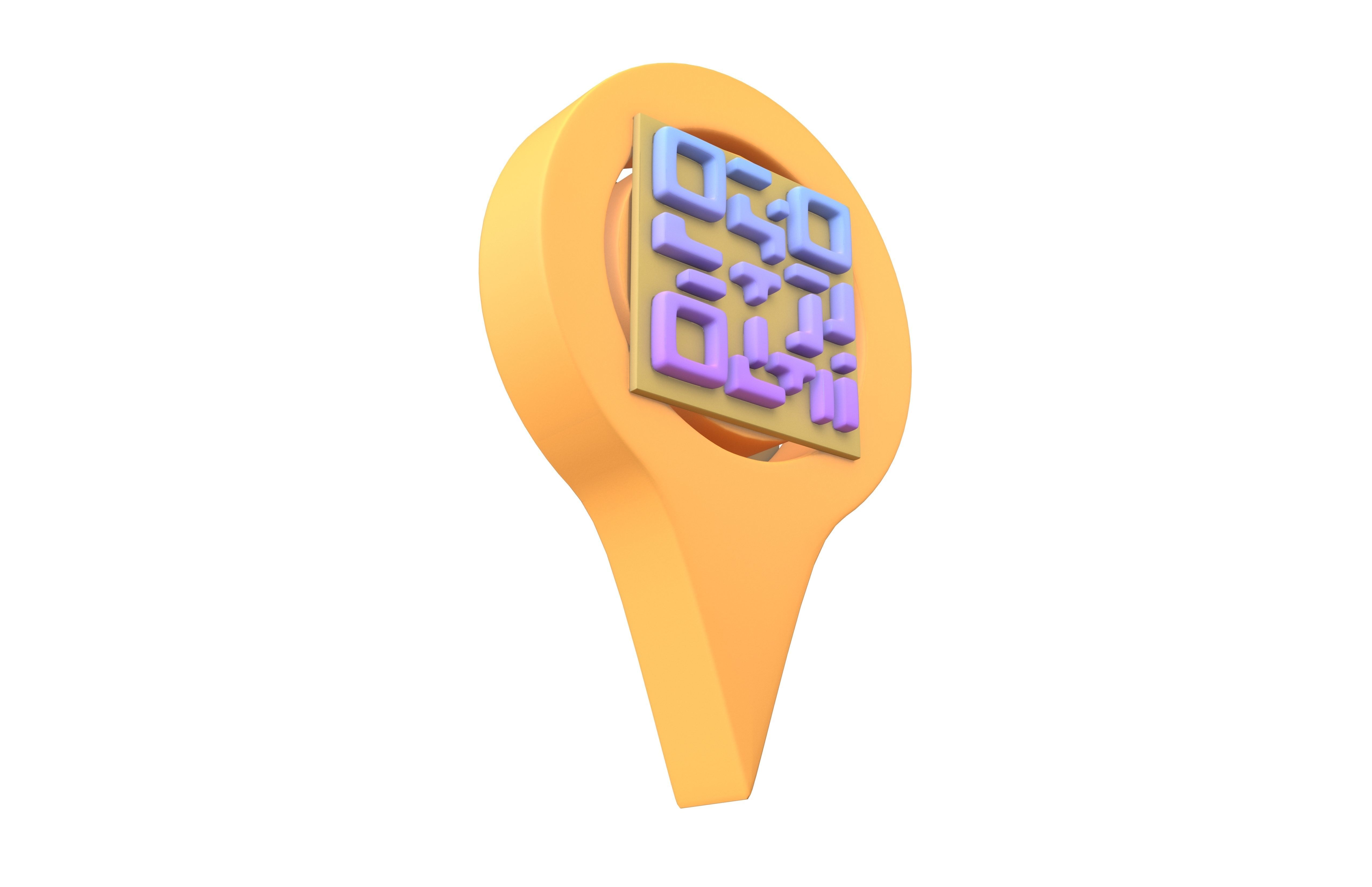 Qr Code Location Tag Icon v1 012 Low-poly 3D model_3