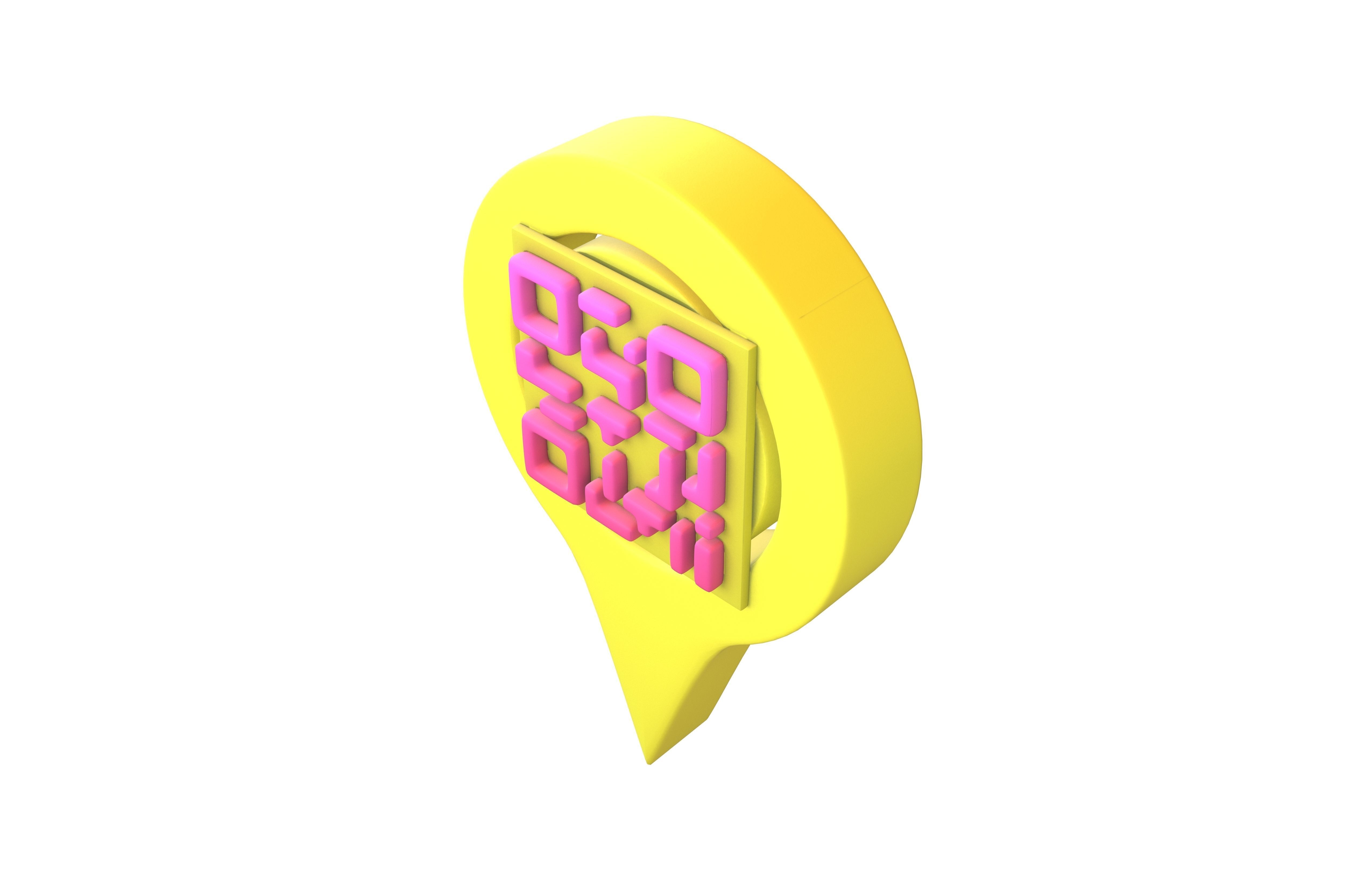 Qr Code Location Tag Icon v1 014 Low-poly 3D model_2