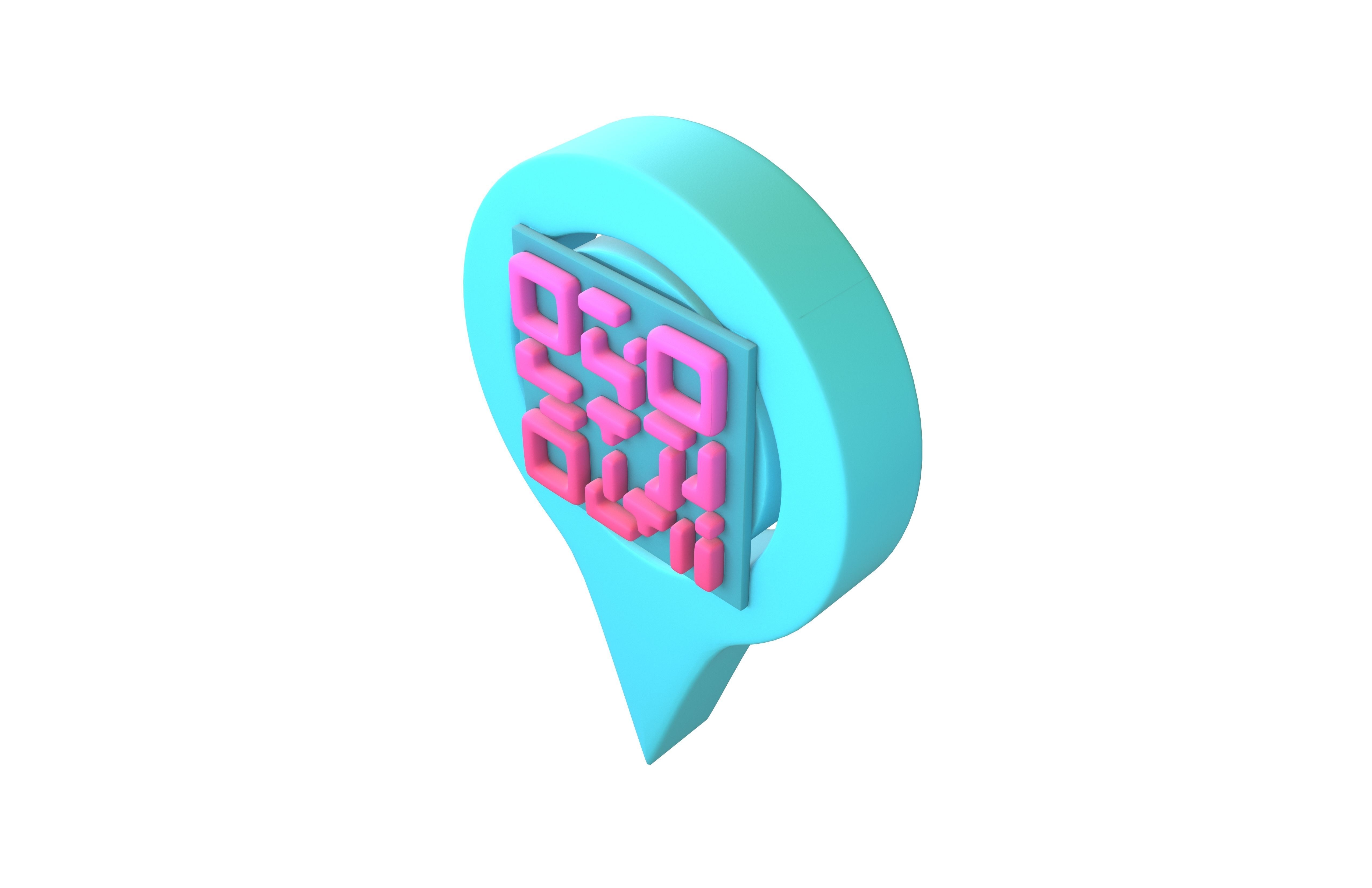 Qr Code Location Tag Icon v1 016 Low-poly 3D model_1