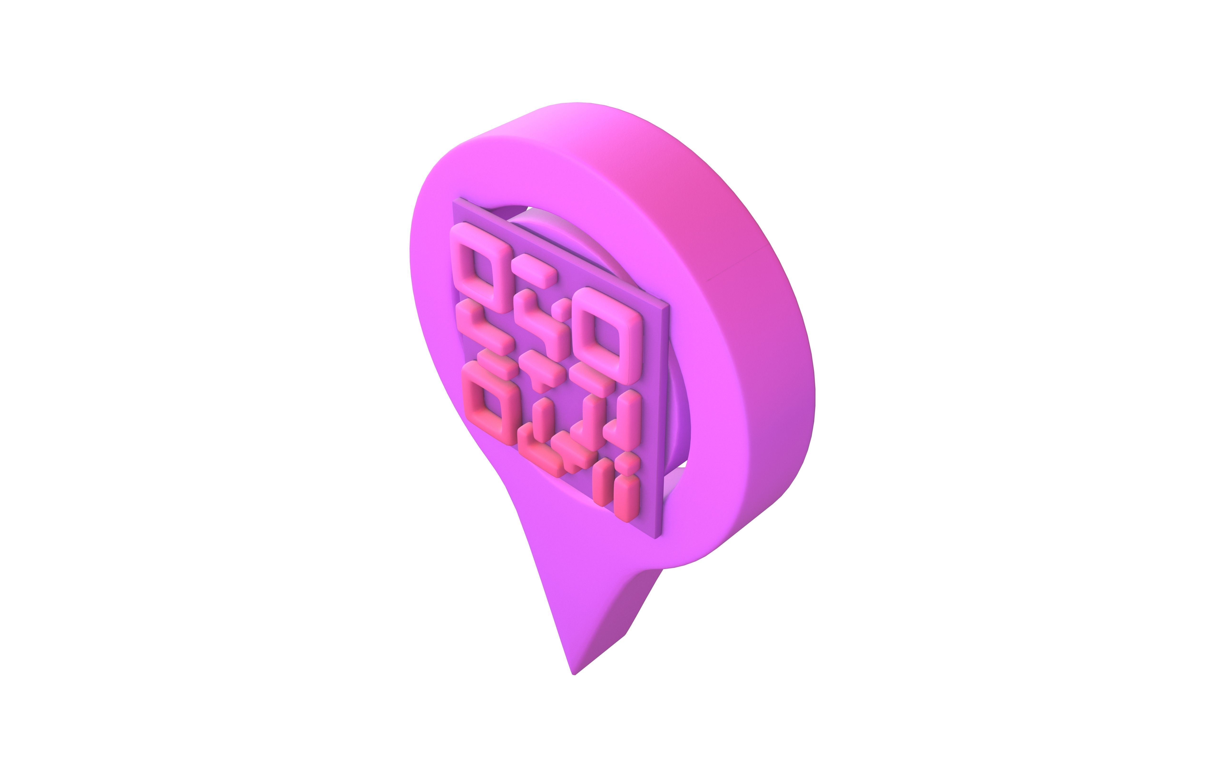 Qr Code Location Tag Icon v1 017 Low-poly 3D model_2
