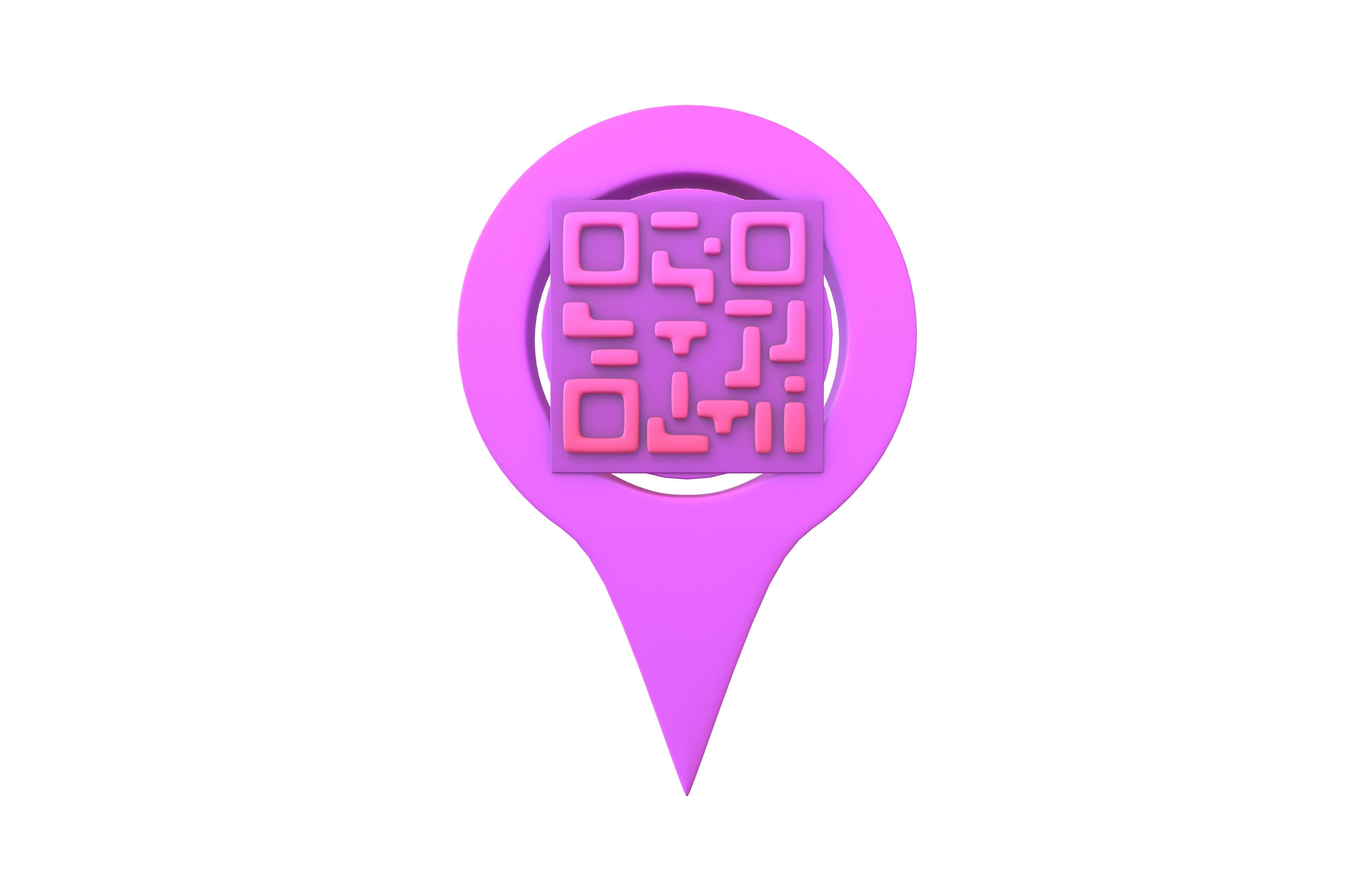 Qr Code Location Tag Icon v1 017 Low-poly 3D model_1