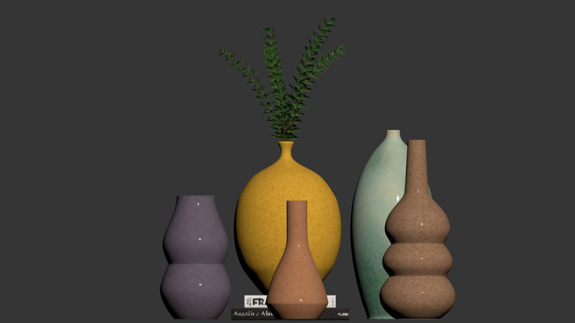 Crackle Glazed Ceramic Vases 3D model_4