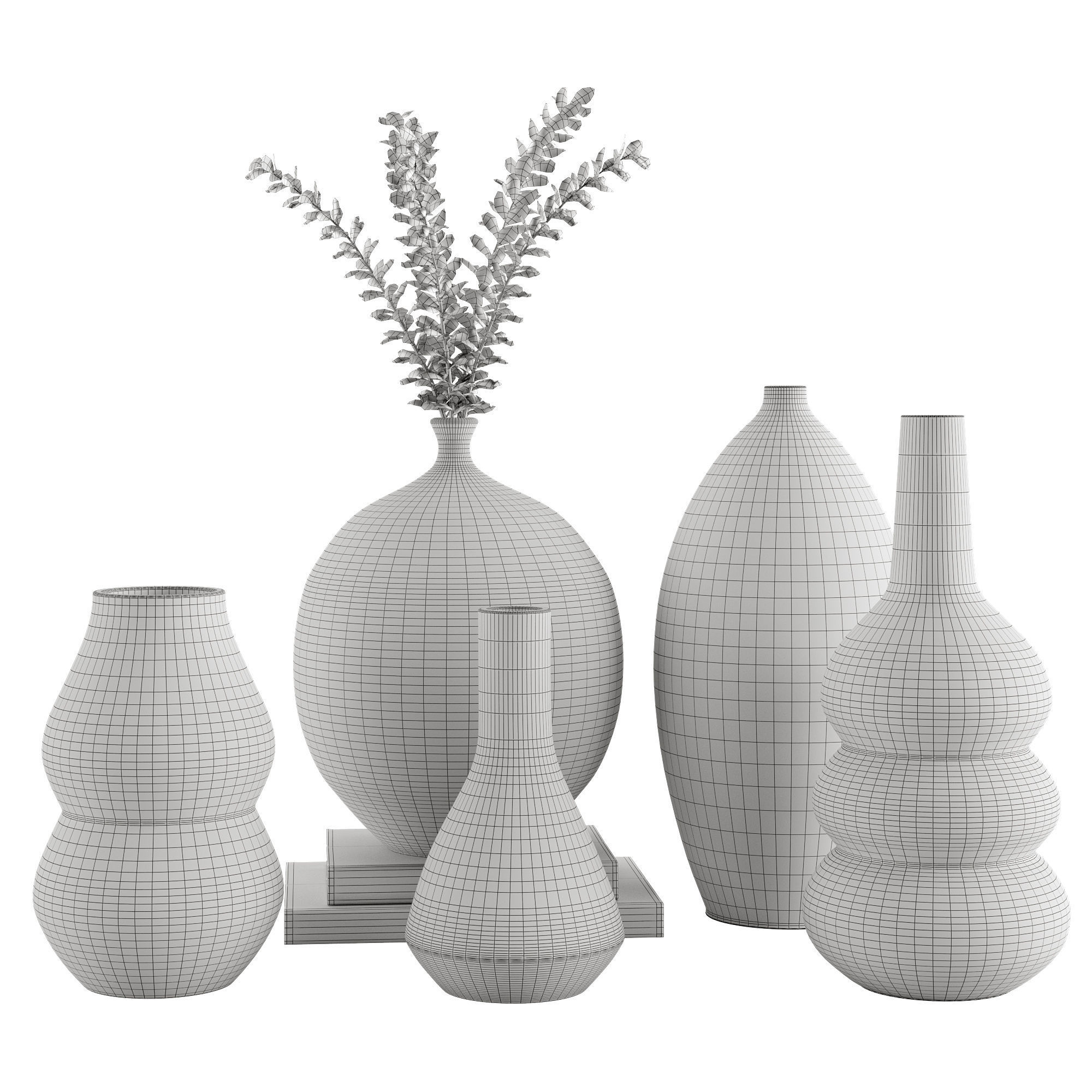 Crackle Glazed Ceramic Vases 3D model_3