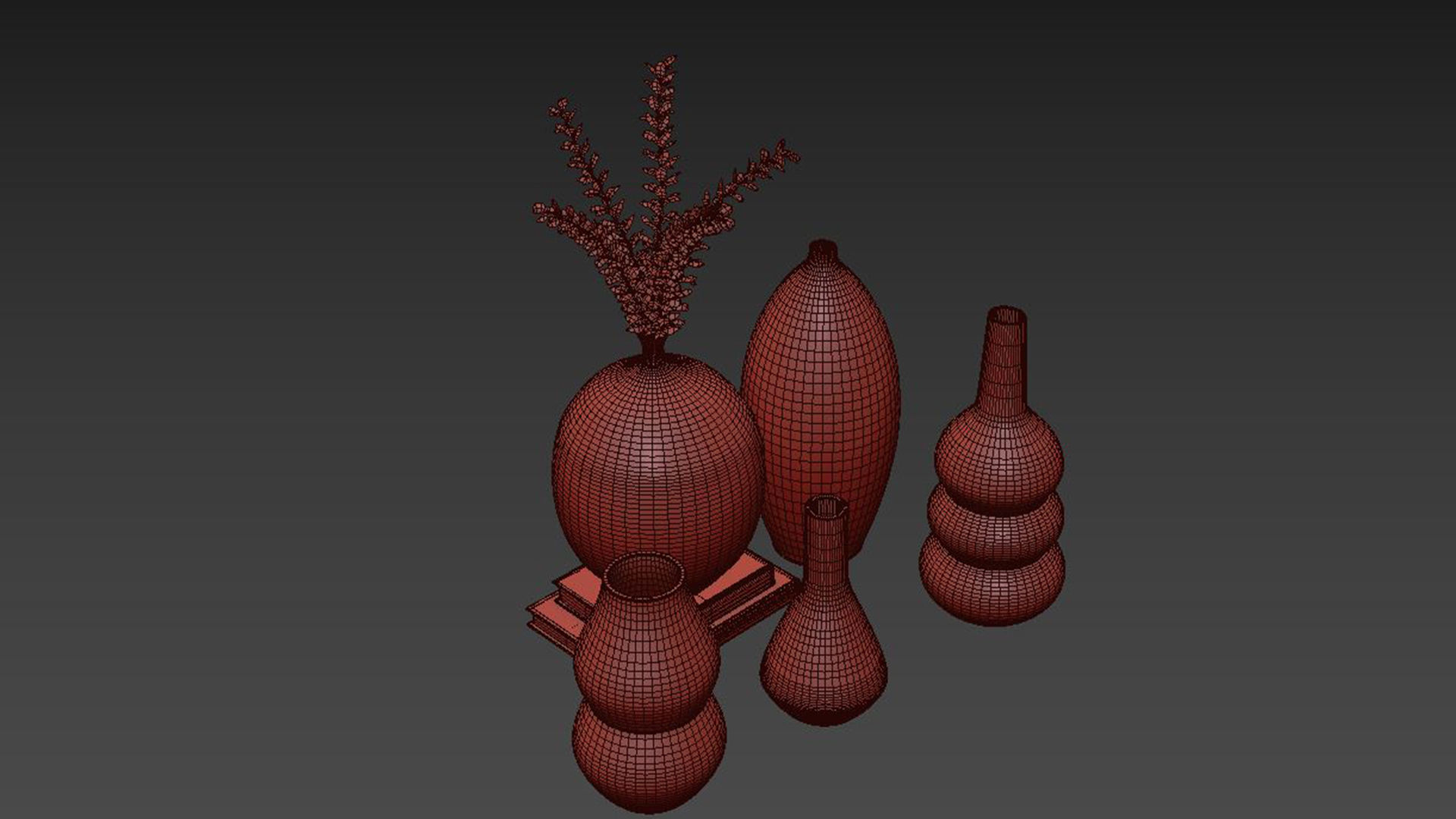 Crackle Glazed Ceramic Vases 3D model_7