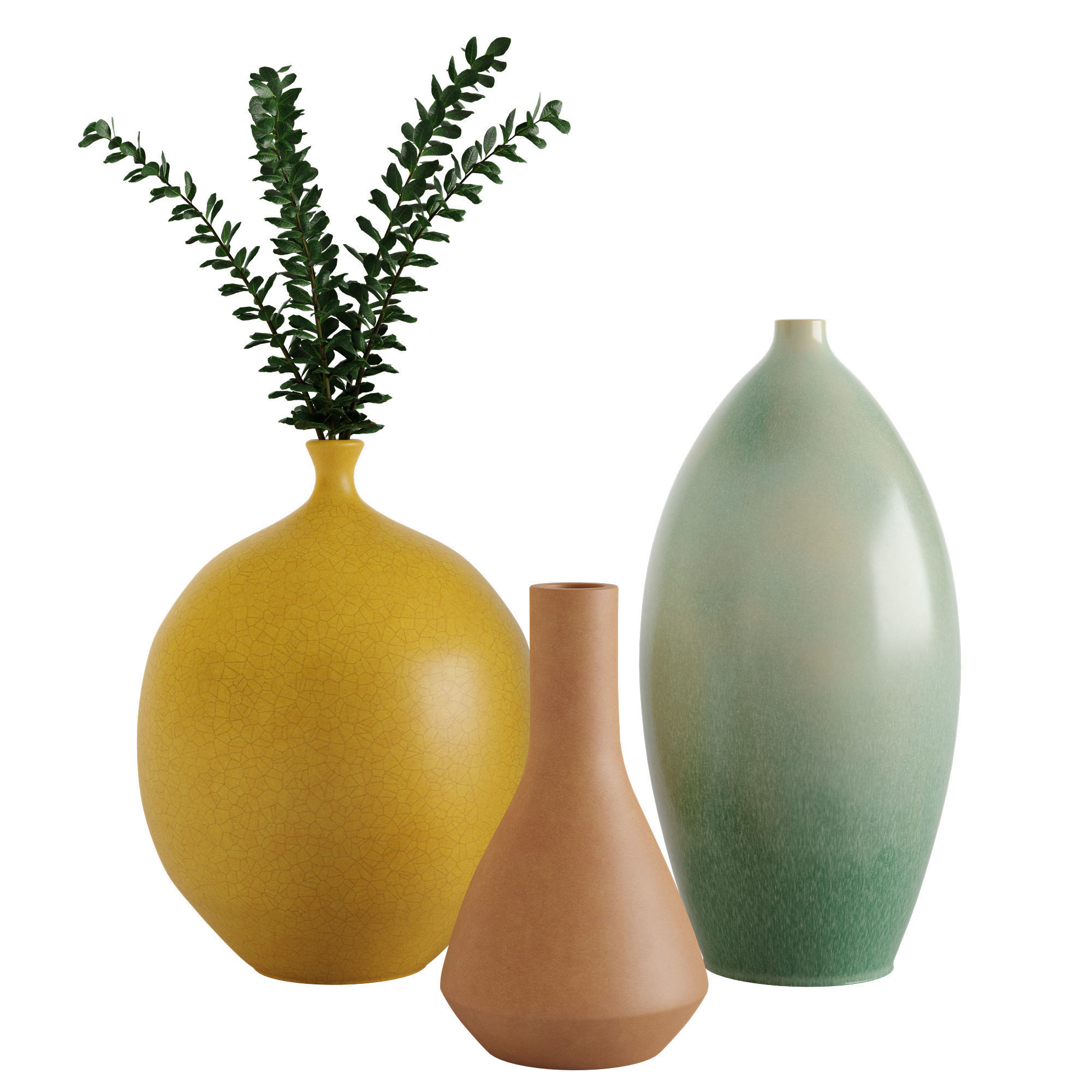 Crackle Glazed Ceramic Vases 3D model_1