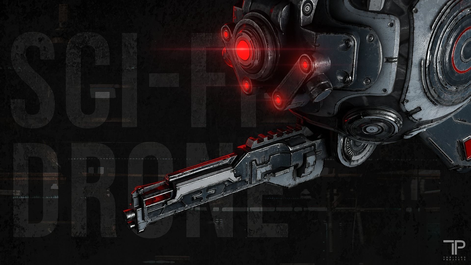 Sci-Fi Drone Low-poly 3D model_3