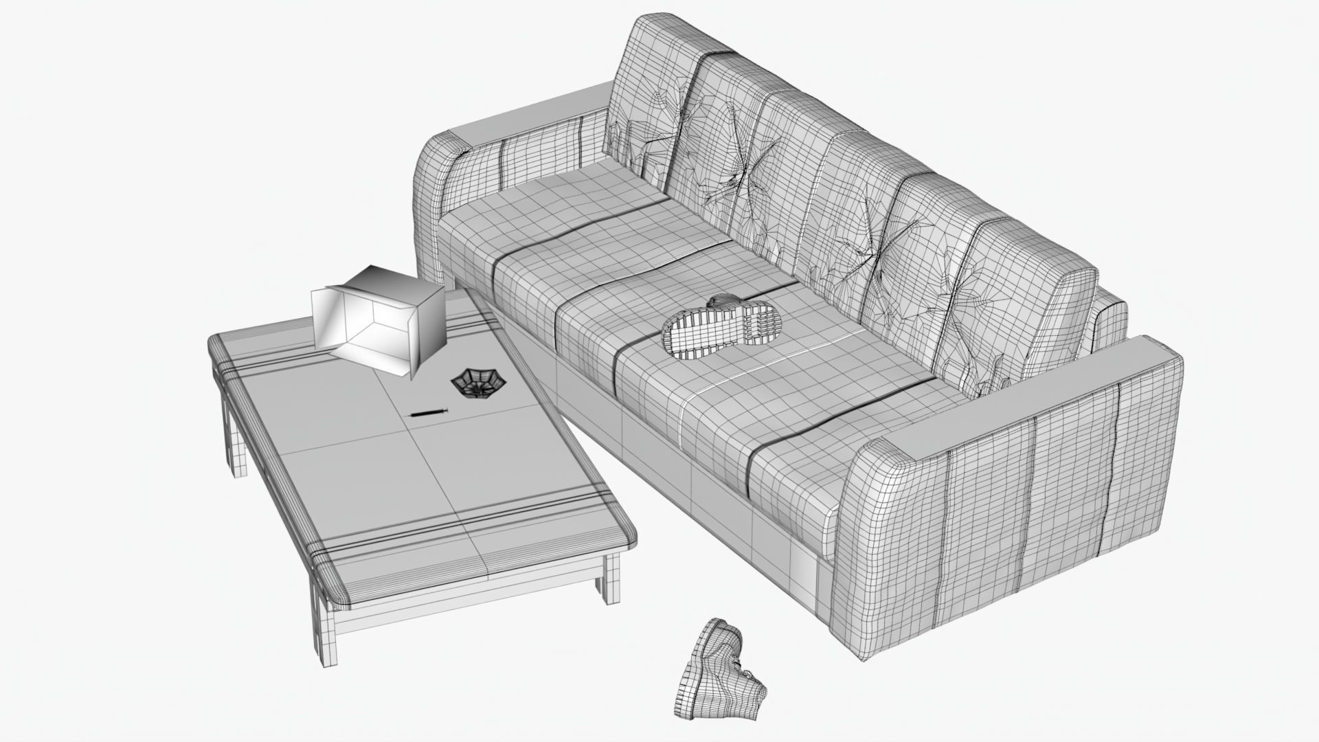 4K Realistic Abandoned Home Furniture Low-poly 3D model_15