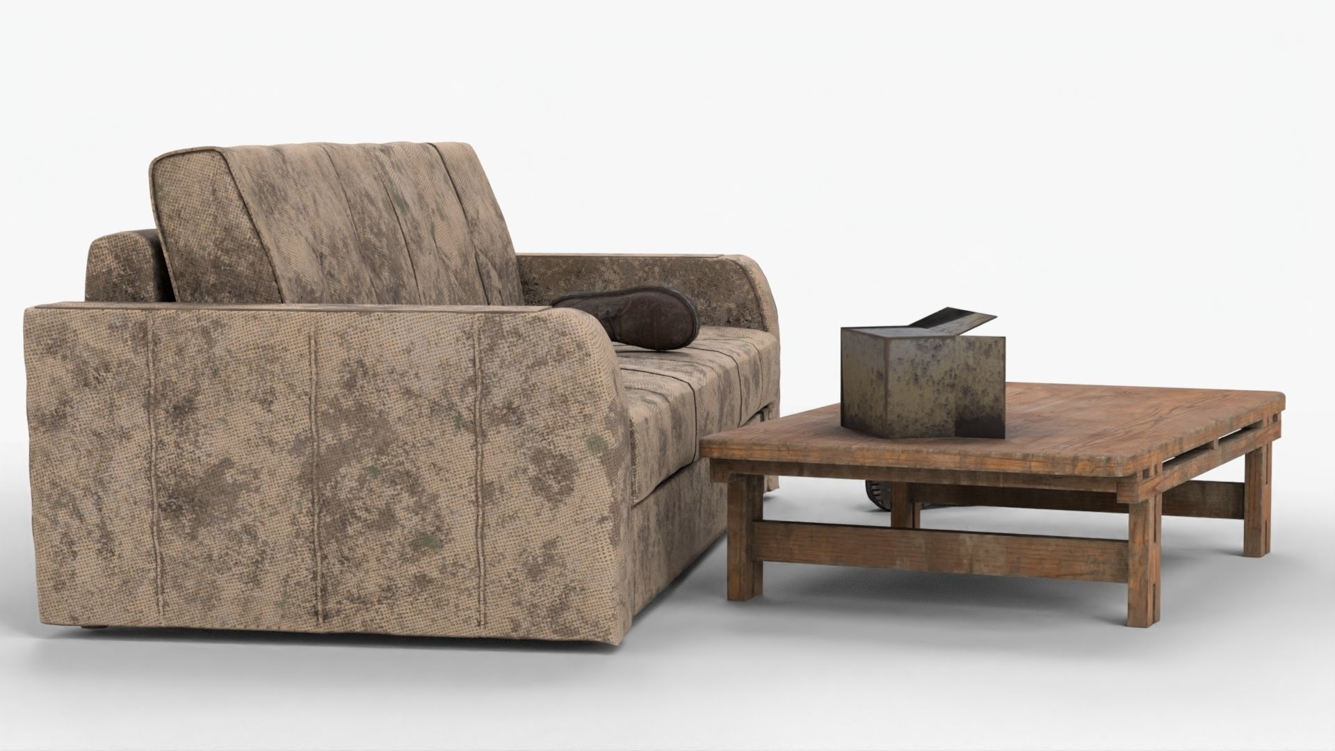 4K Realistic Abandoned Home Furniture Low-poly 3D model_8