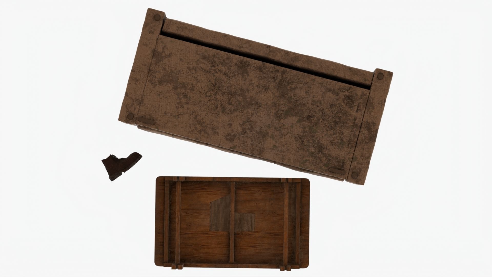 4K Realistic Abandoned Home Furniture Low-poly 3D model_10