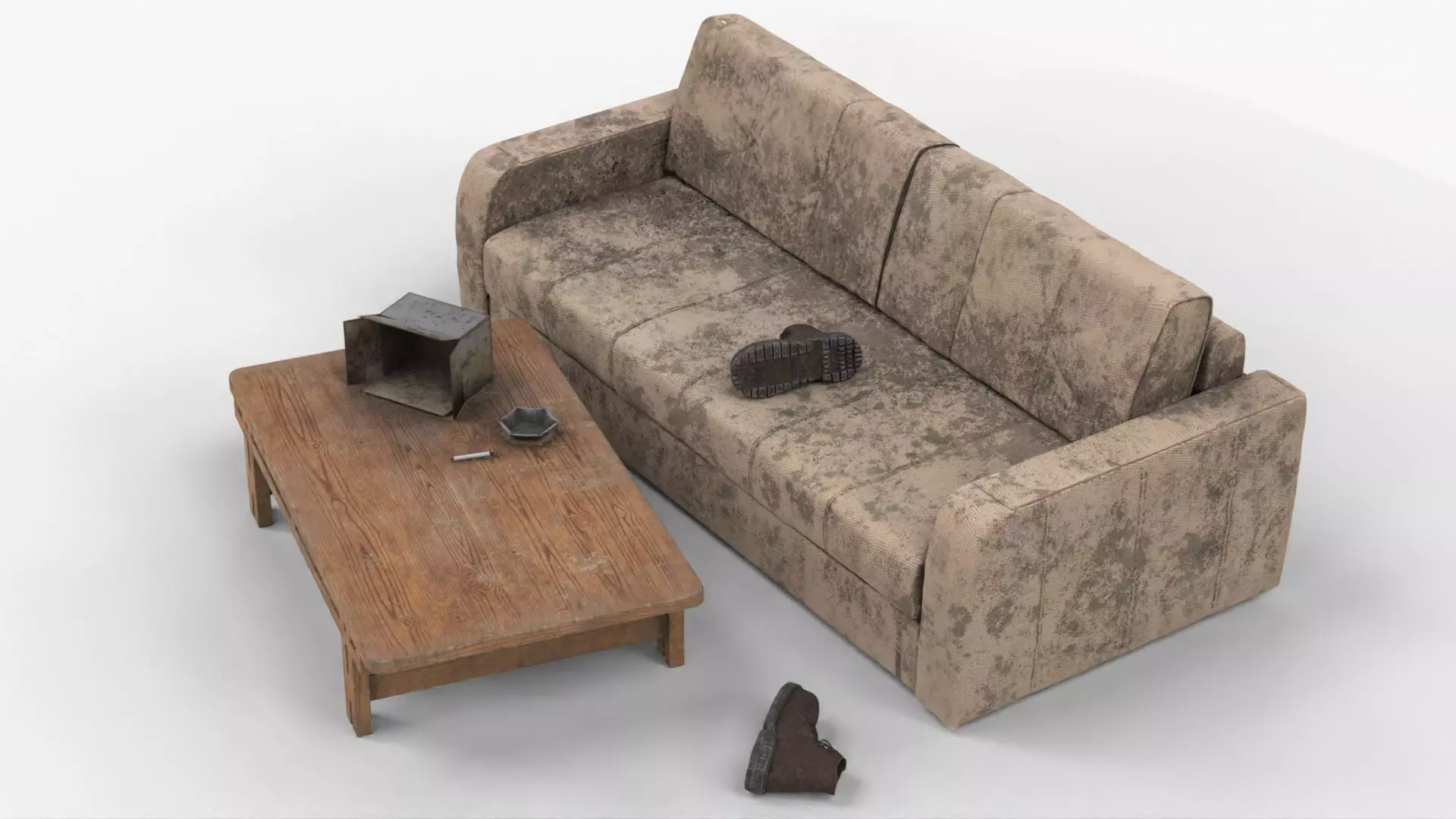 4K Realistic Abandoned Home Furniture Low-poly 3D model_0