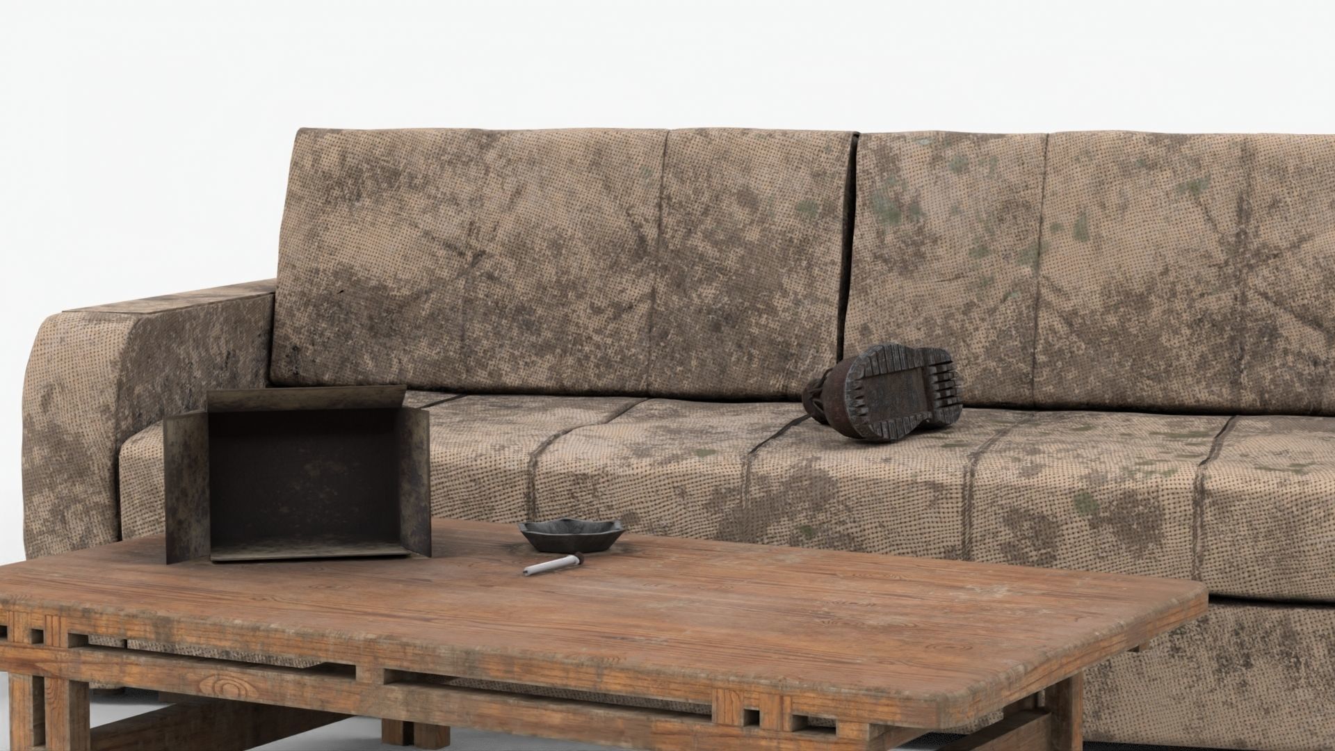 4K Realistic Abandoned Home Furniture Low-poly 3D model_6