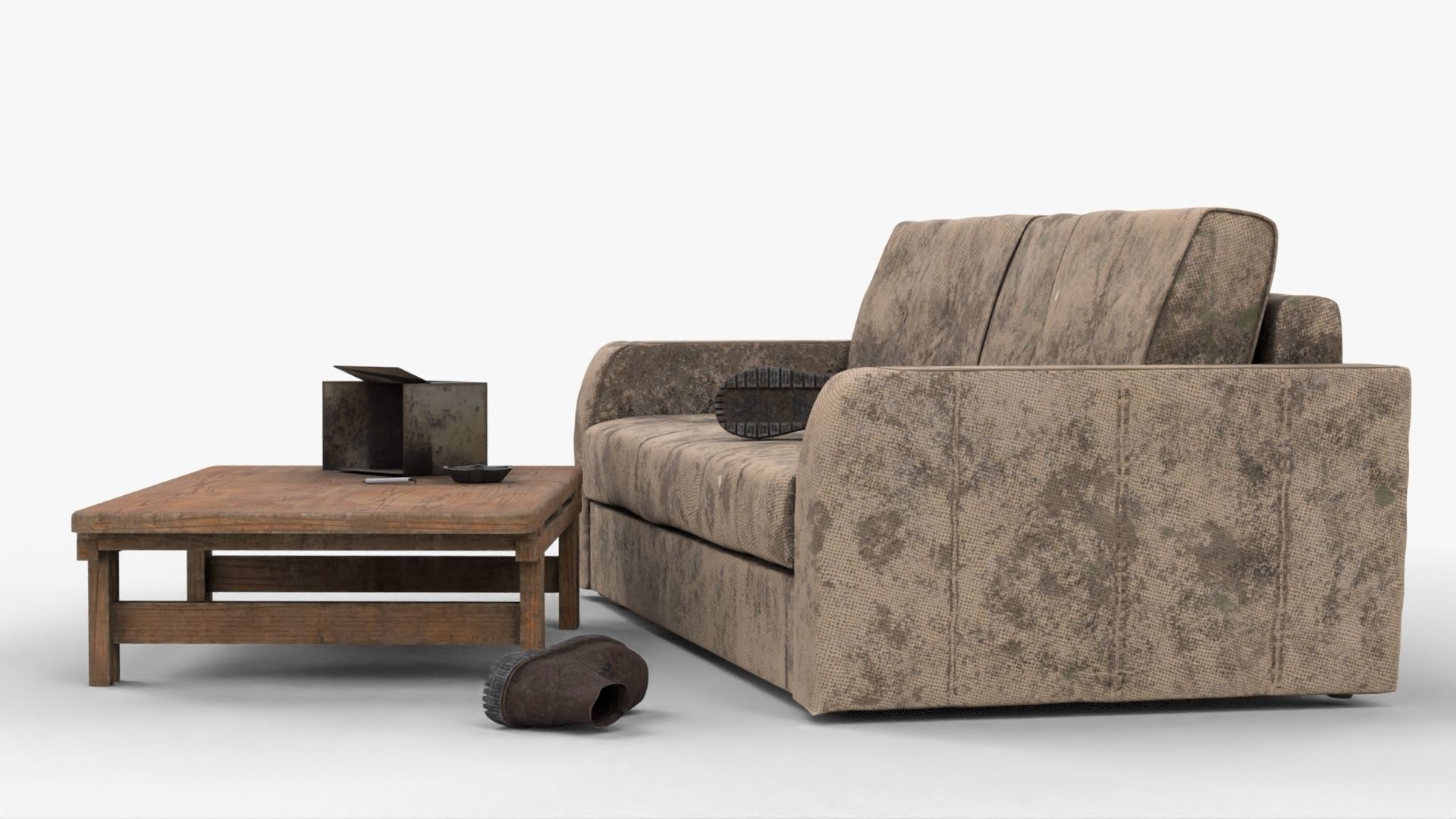 4K Realistic Abandoned Home Furniture Low-poly 3D model_1