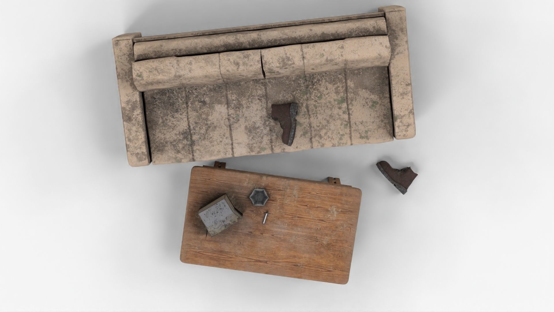 4K Realistic Abandoned Home Furniture Low-poly 3D model_9