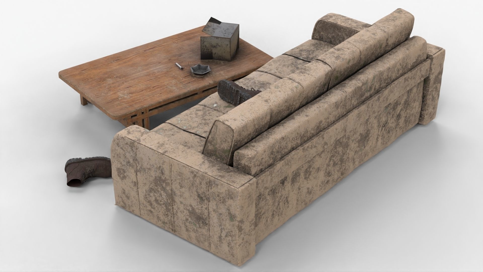 4K Realistic Abandoned Home Furniture Low-poly 3D model_7