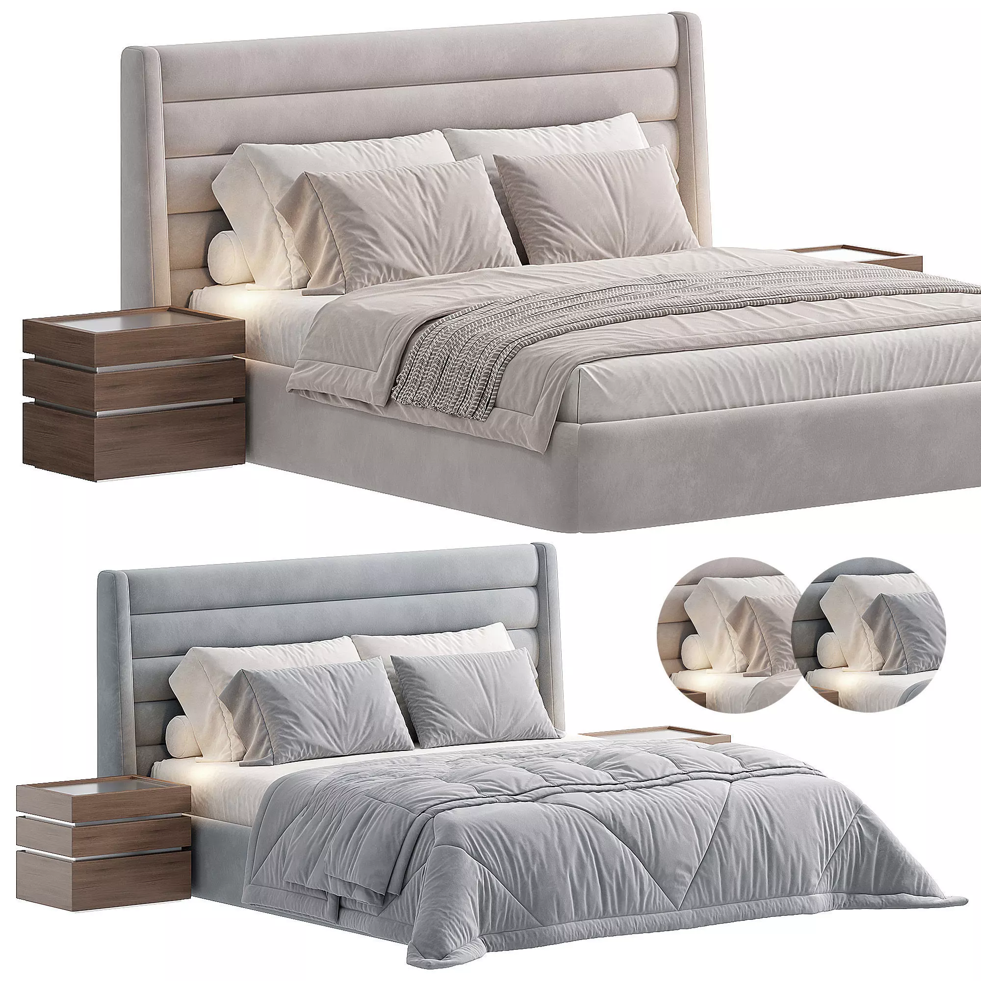 Elgin Bed Quarry Linen Low-poly 3D model_0