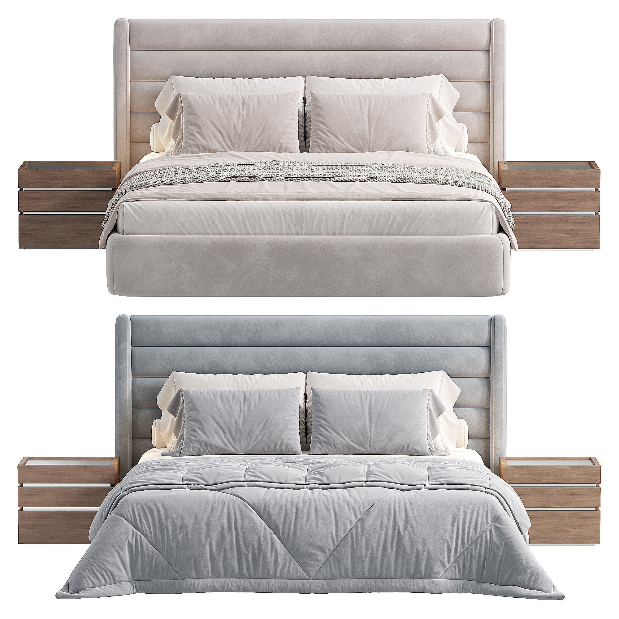 Elgin Bed Quarry Linen Low-poly 3D model_2