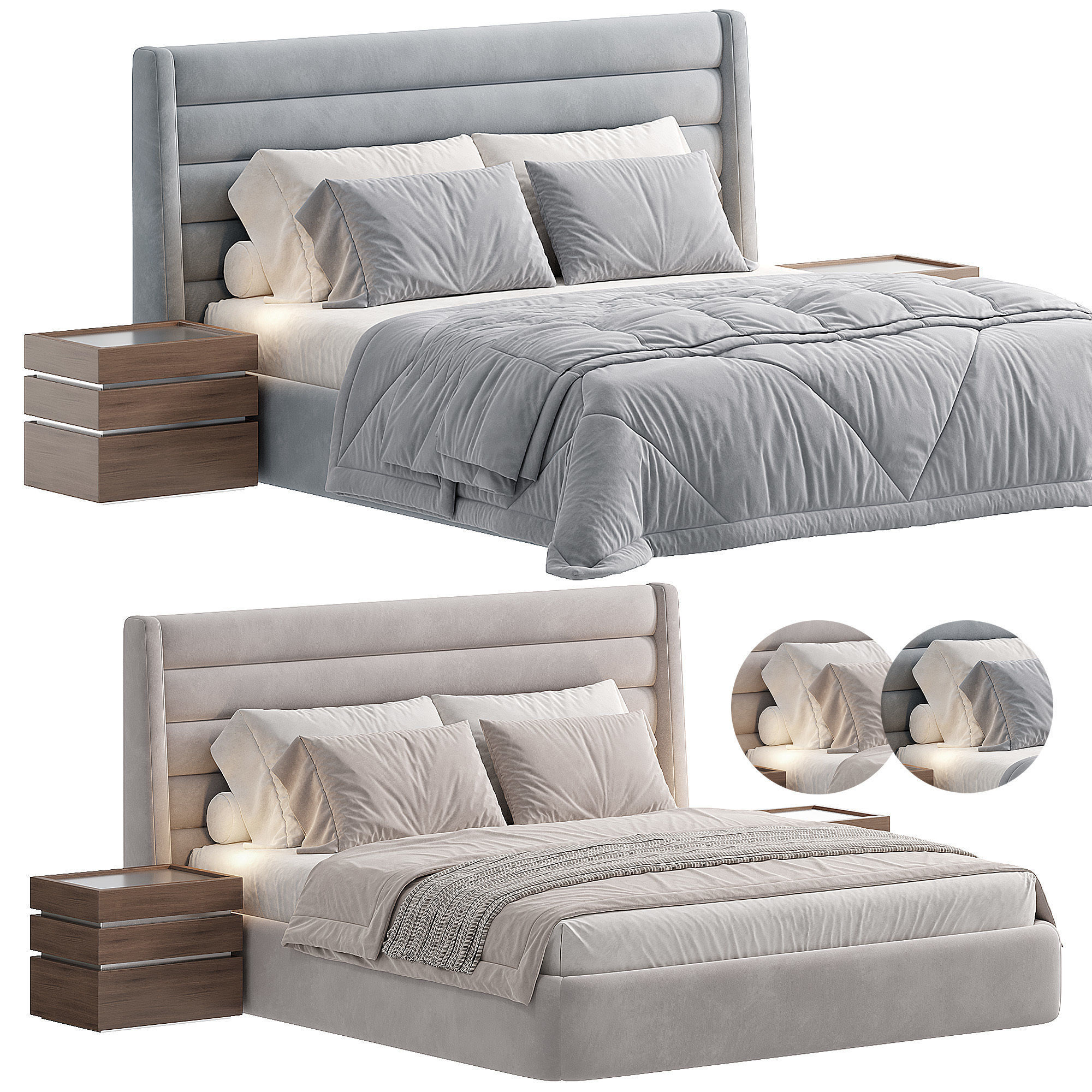 Elgin Bed Quarry Linen Low-poly 3D model_1