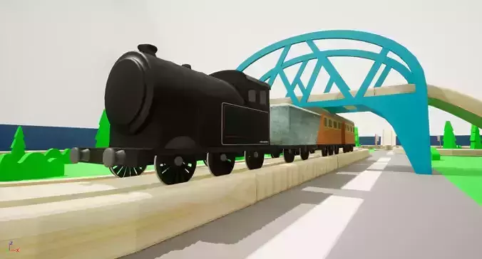 Train Set - Modular Train Track - Trains and Table 