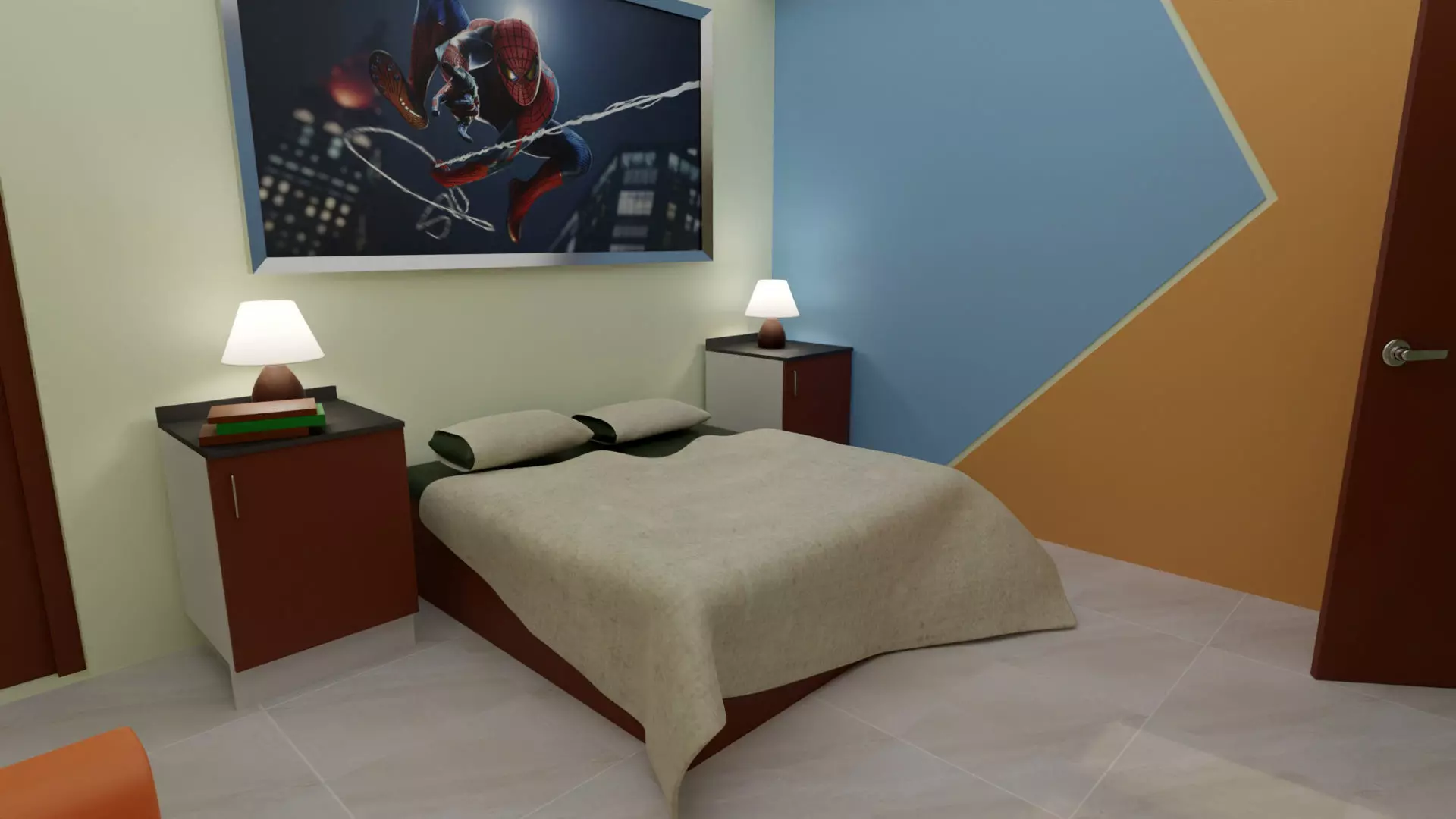 Bedroom 15x12 Feet BR1 Low-poly 3D model