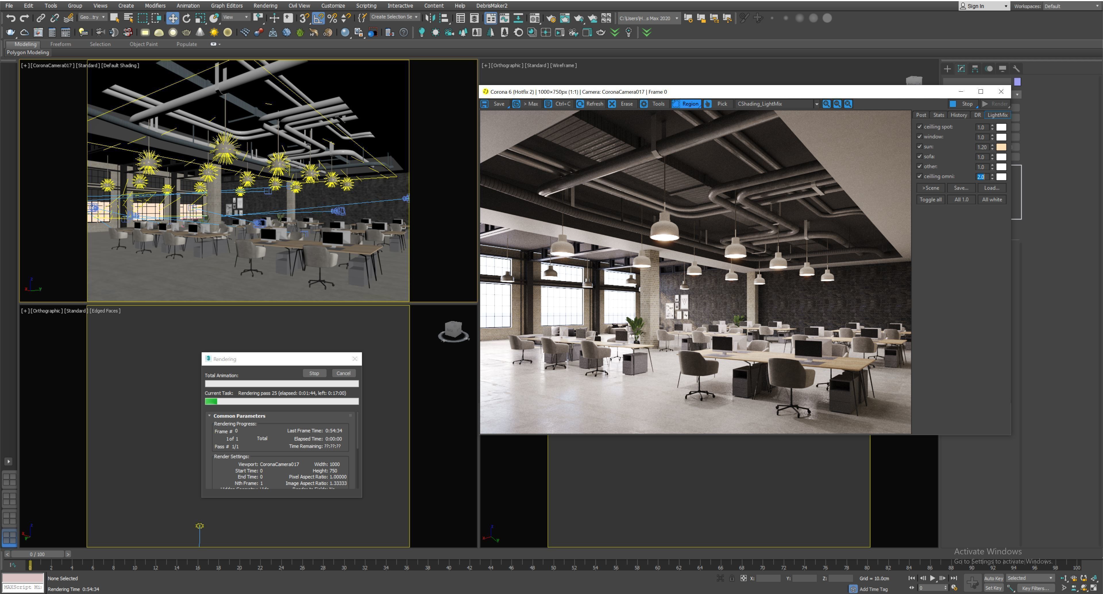 interior scene loft office 02 with furniture 3D model_7