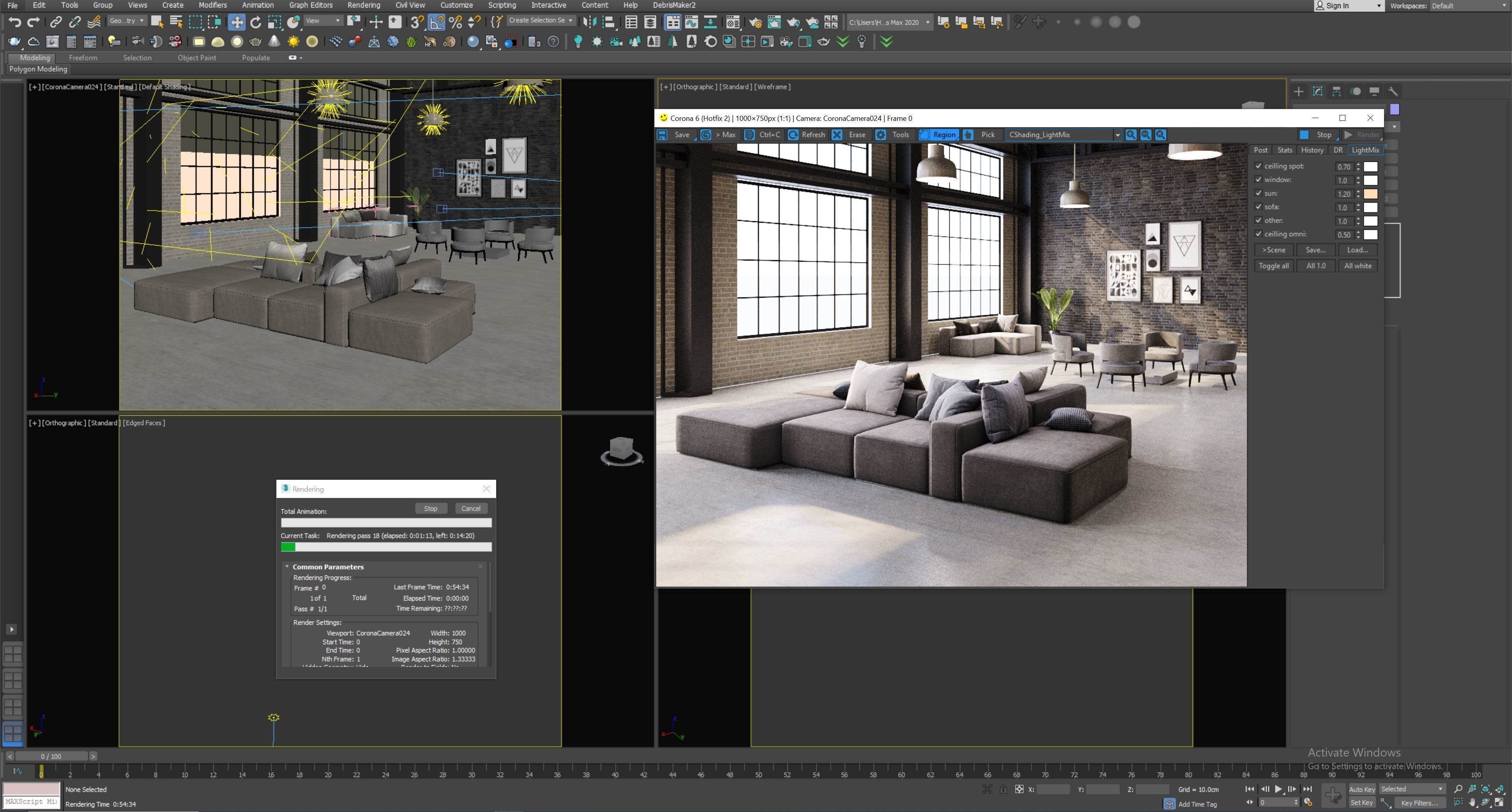interior scene loft office 02 with furniture 3D model_6