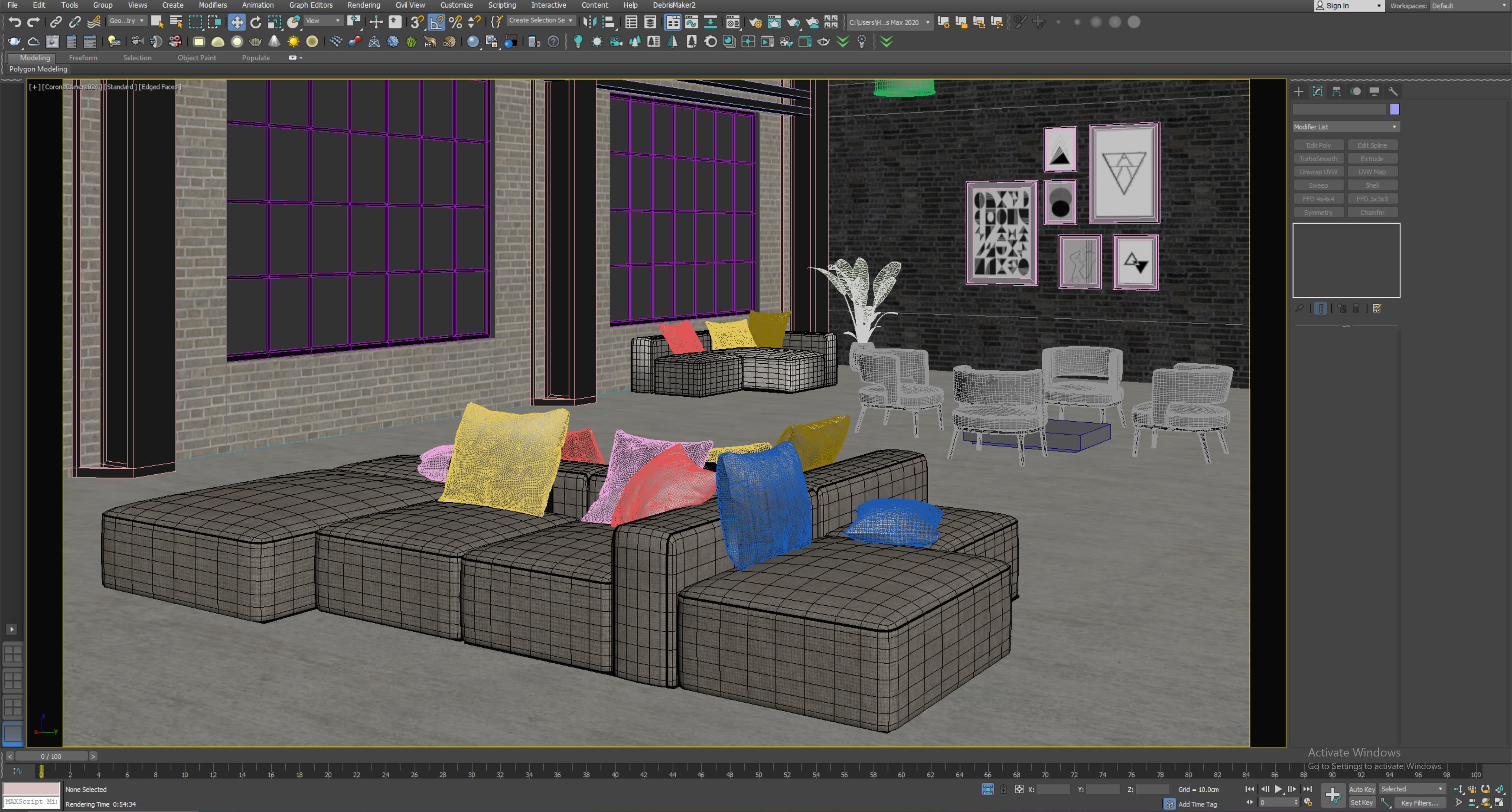interior scene loft office 02 with furniture 3D model_15