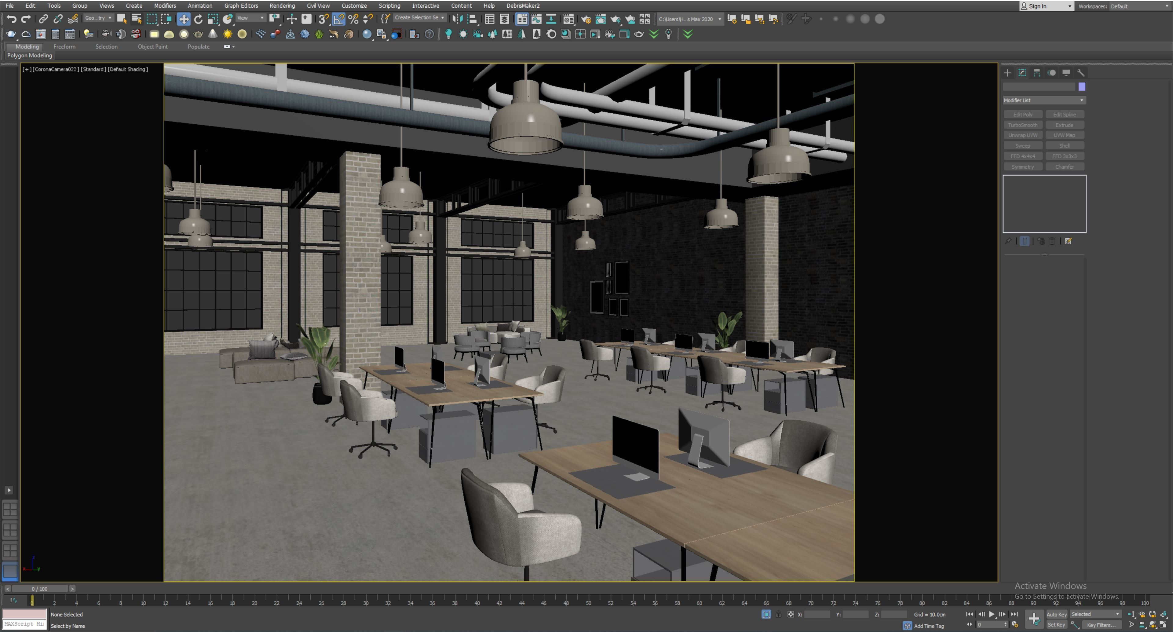 interior scene loft office 02 with furniture 3D model_14