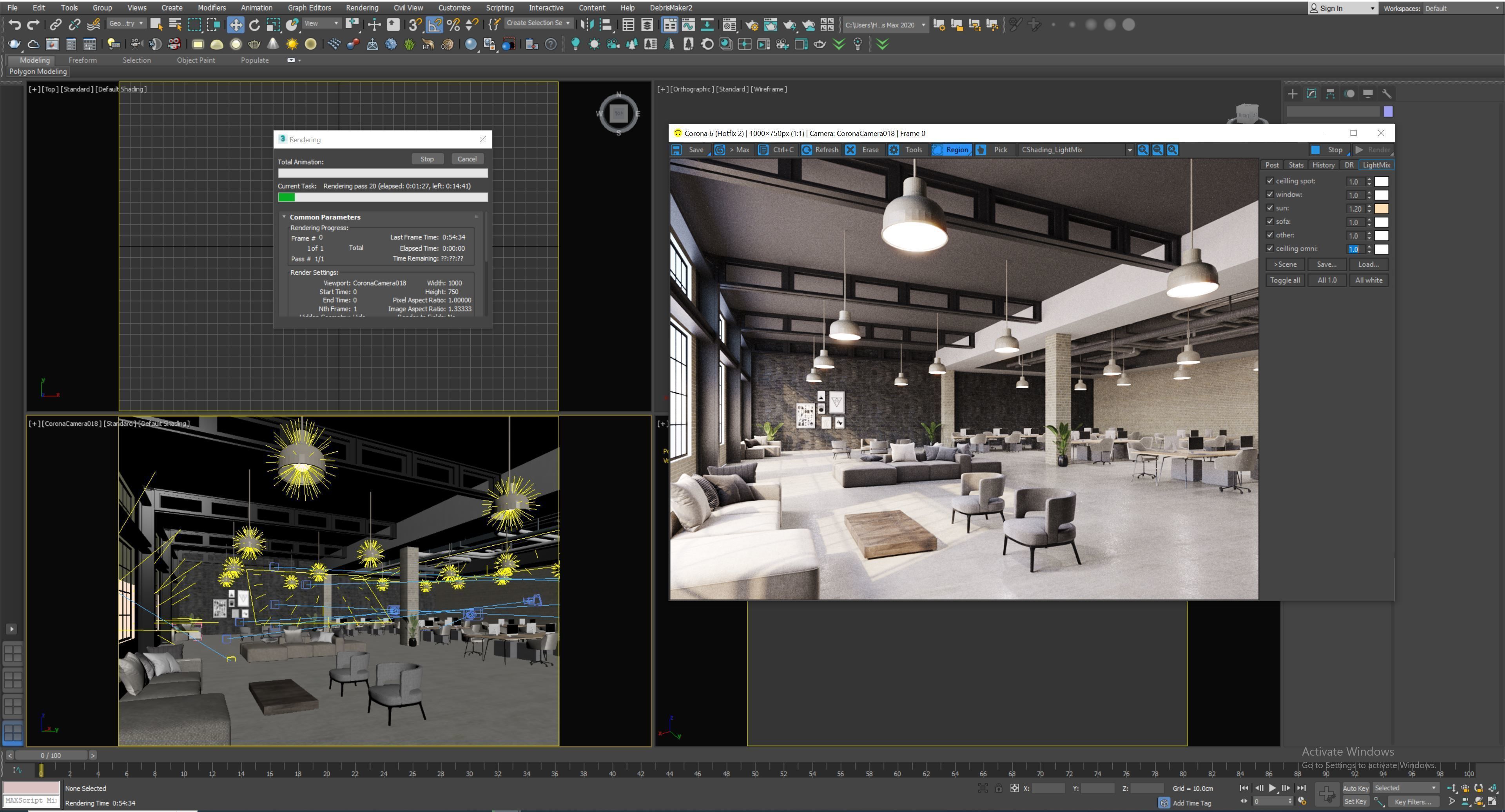 interior scene loft office 02 with furniture 3D model_8