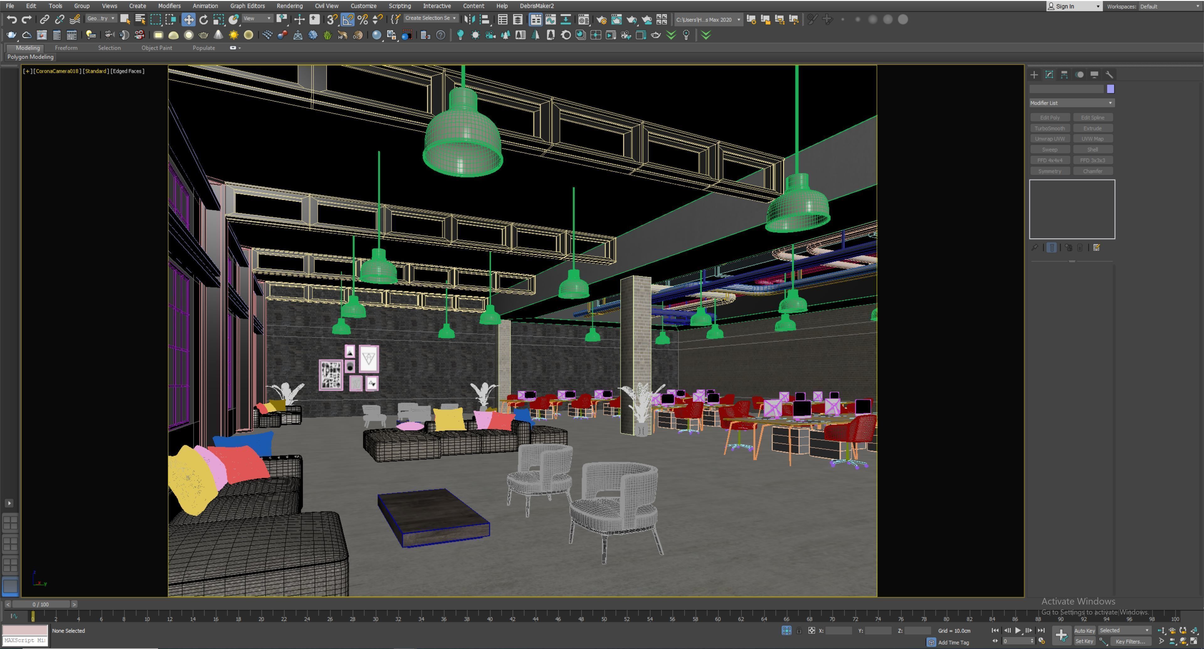 interior scene loft office 02 with furniture 3D model_13