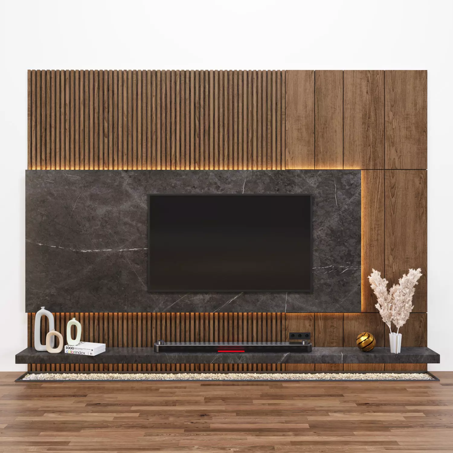 TV Wall 01 3D model_0