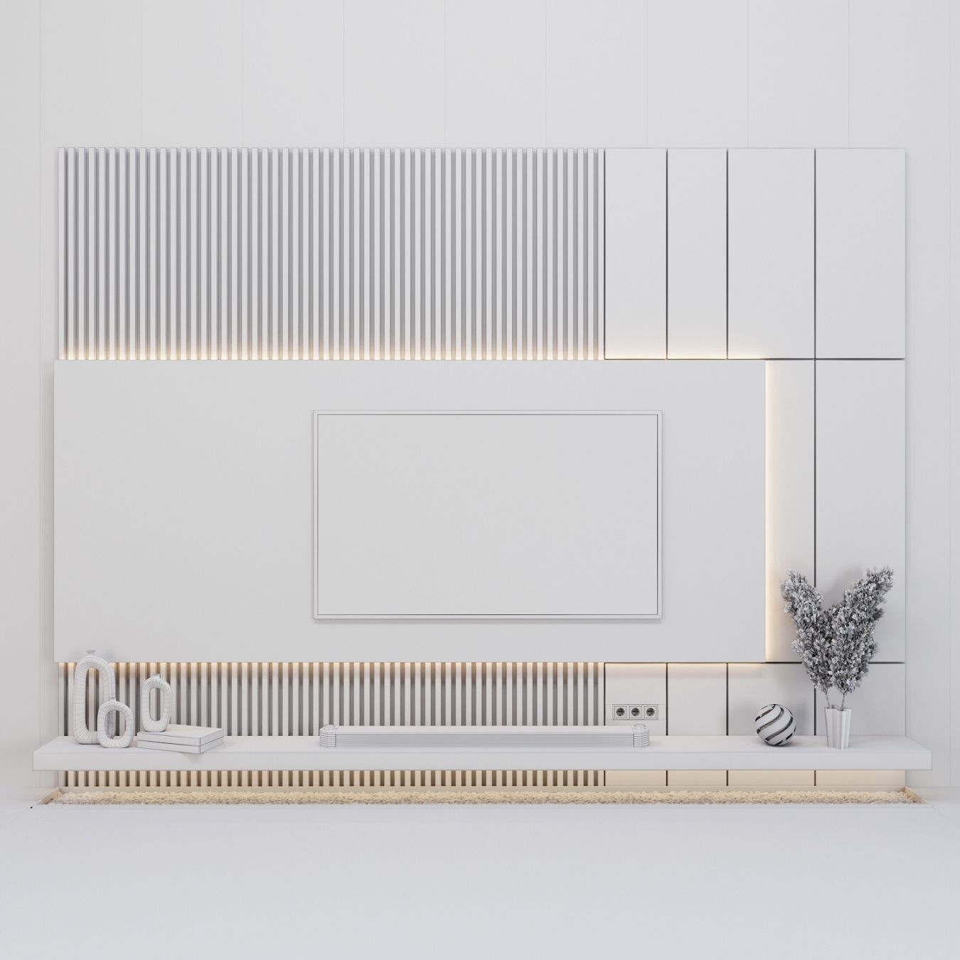 TV Wall 01 3D model_6