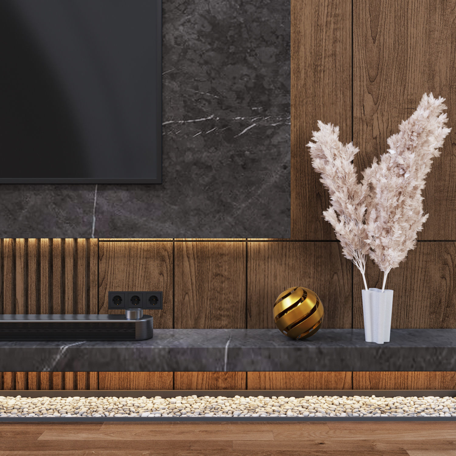 TV Wall 01 3D model_1