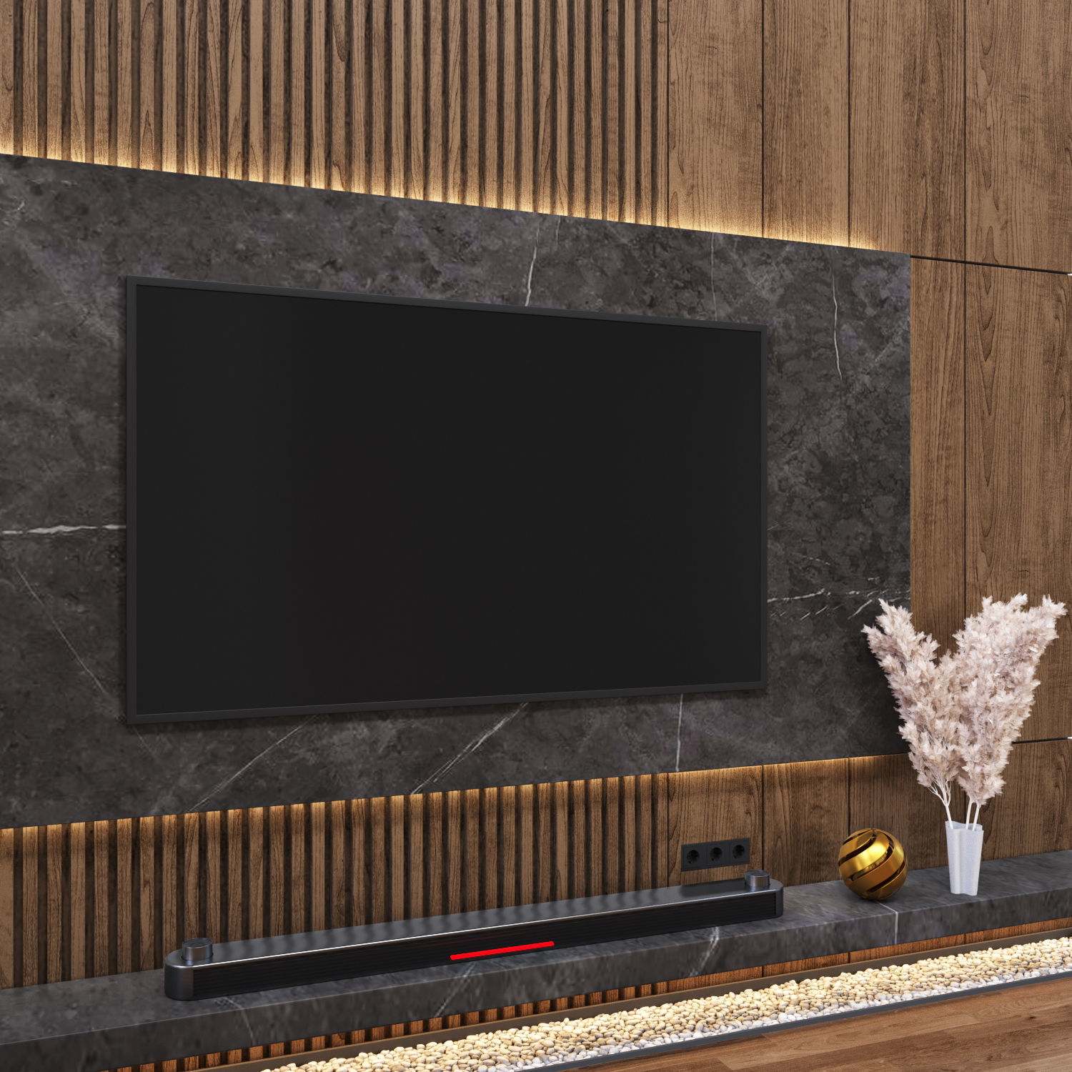 TV Wall 01 3D model_4