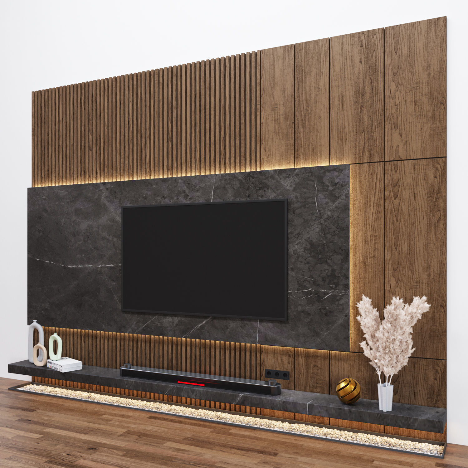 TV Wall 01 3D model_5
