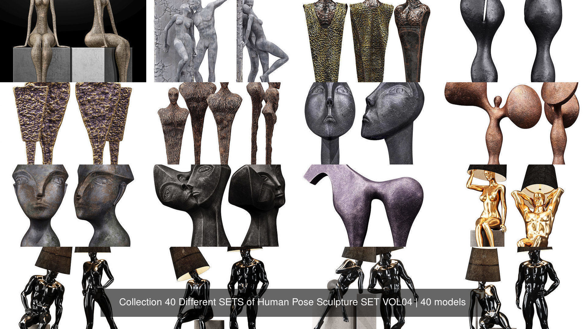 Collection 40 Different SETS of Human Pose Sculpture SET VOL04 _3