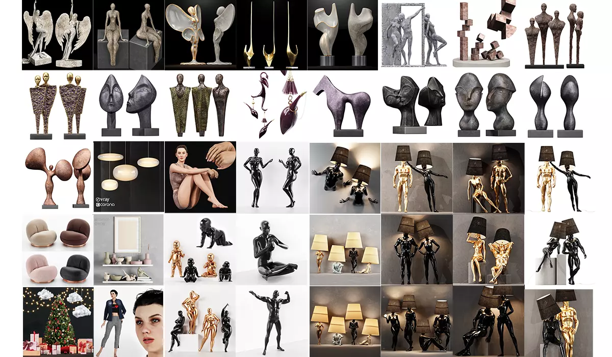 Collection 40 Different SETS of Human Pose Sculpture SET VOL04 _0