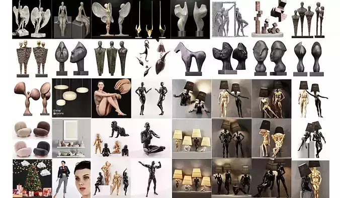 Collection 40 Different SETS of Human Pose Sculpture SET VOL04 