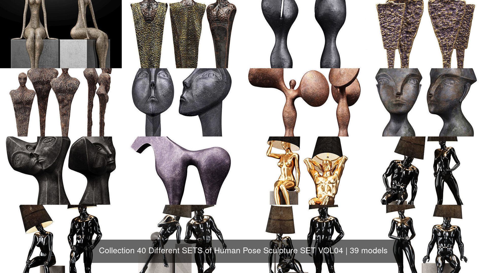 Collection 40 Different SETS of Human Pose Sculpture SET VOL04 _4