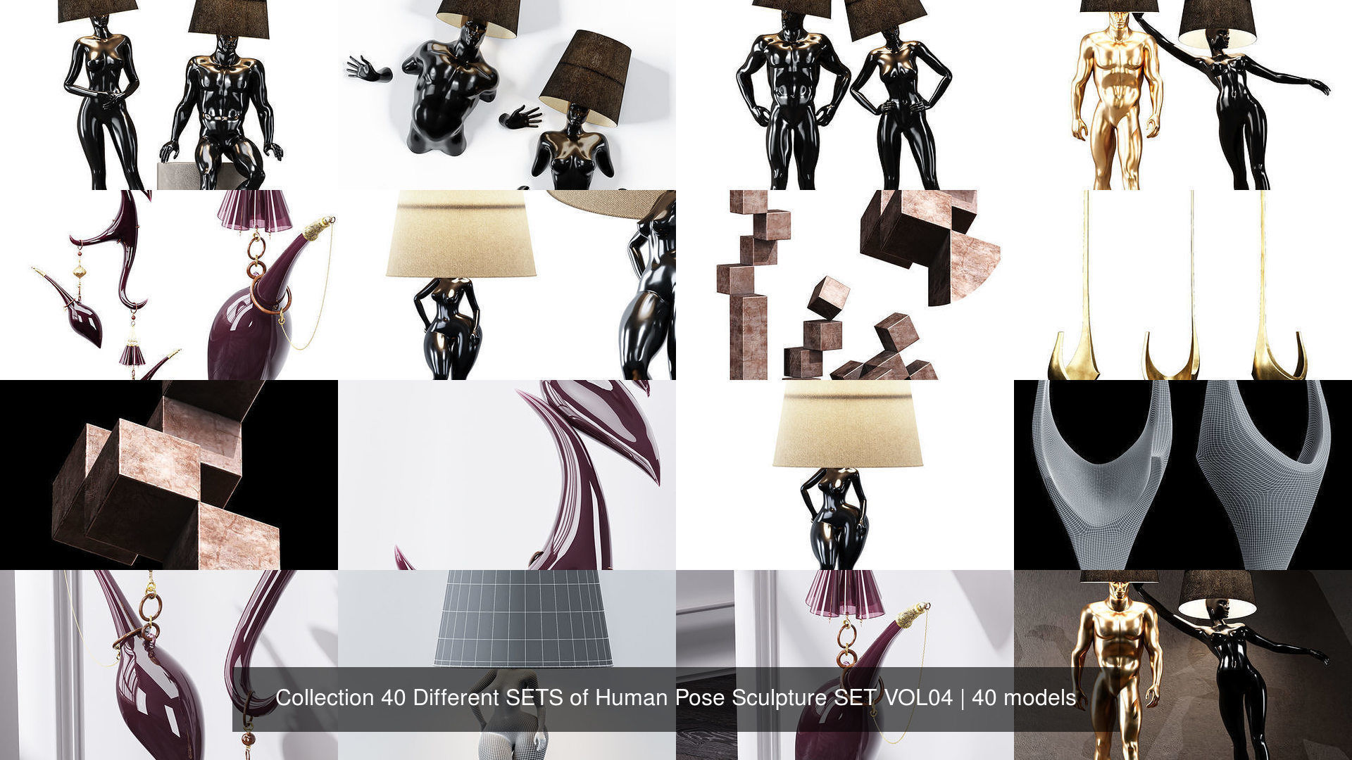 Collection 40 Different SETS of Human Pose Sculpture SET VOL04 _6