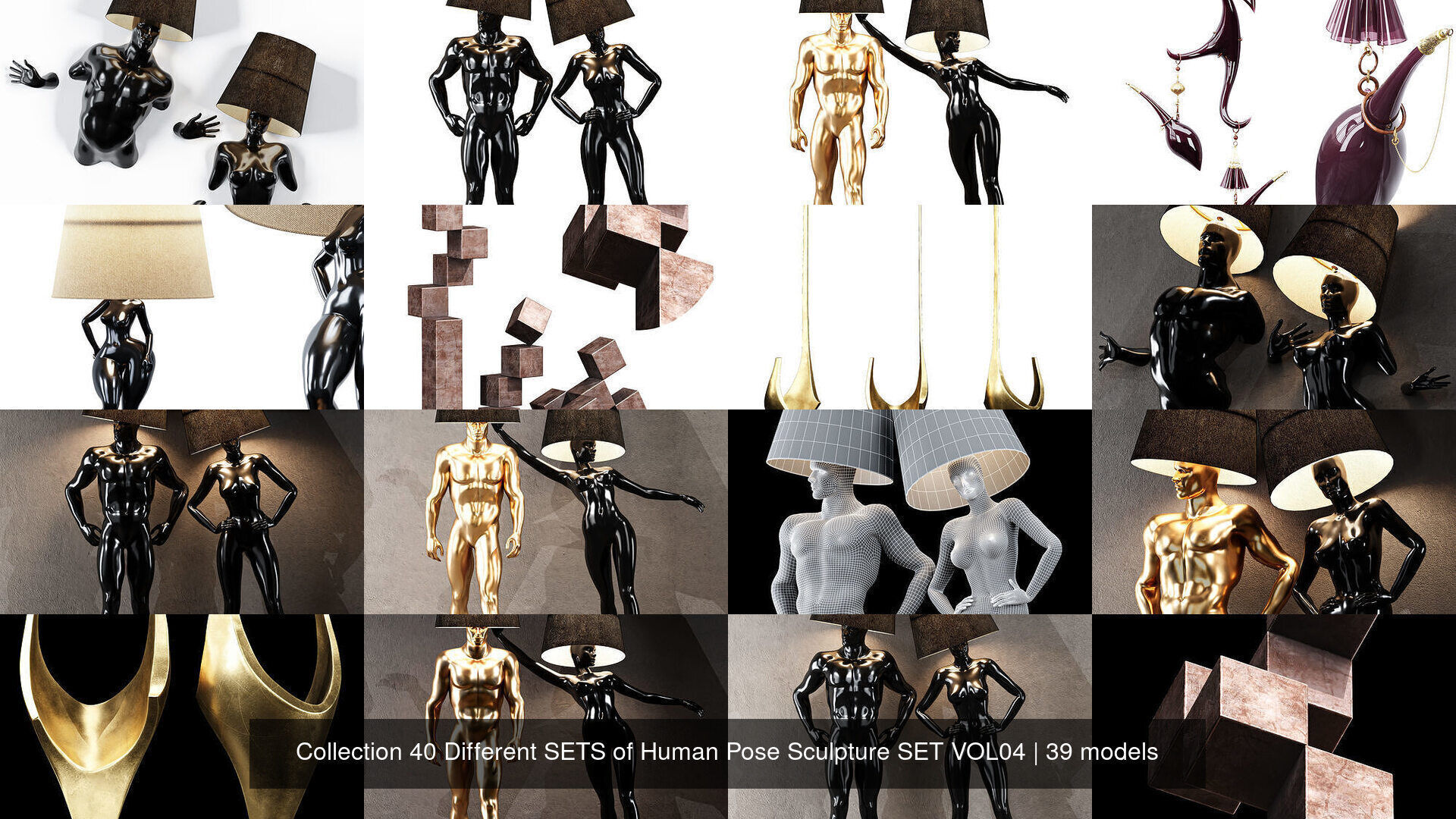 Collection 40 Different SETS of Human Pose Sculpture SET VOL04 _7