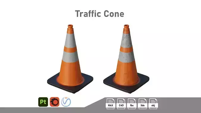 Traffic Cone Low-poly 3D model