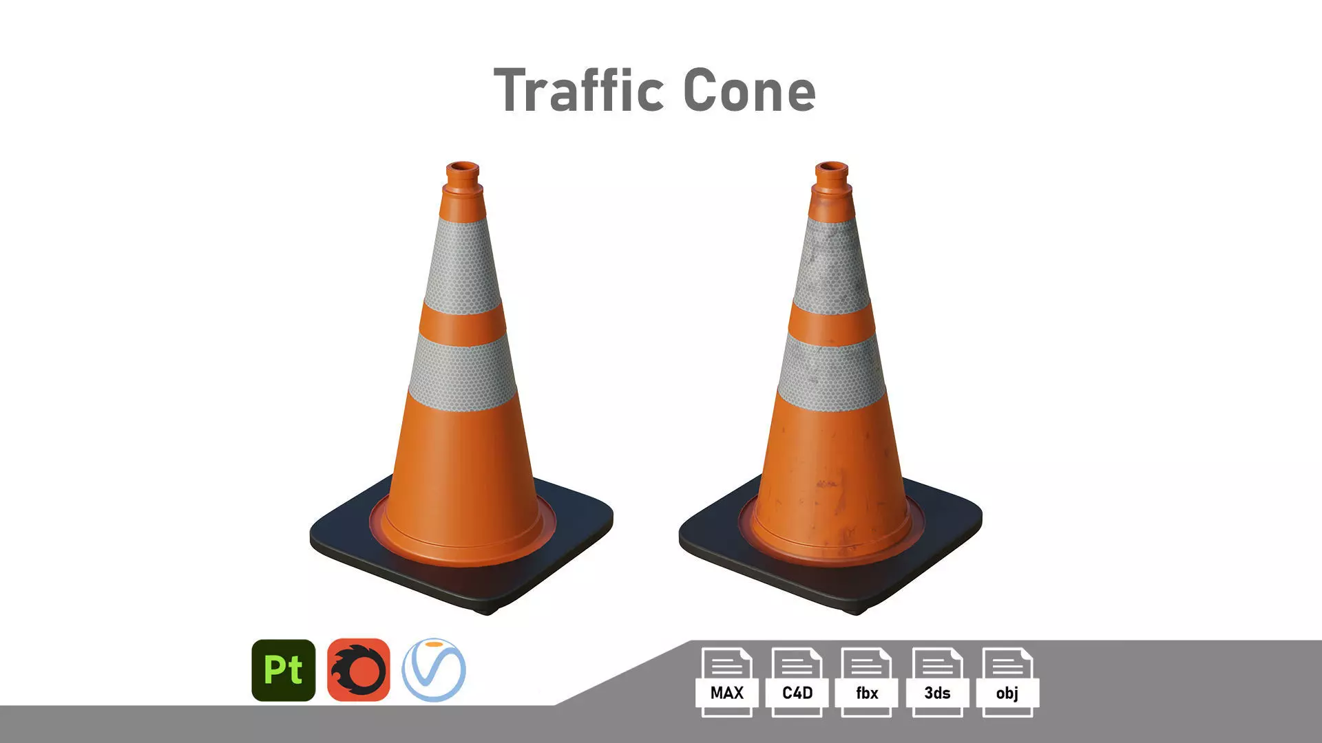 Traffic Cone Low-poly 3D model_0