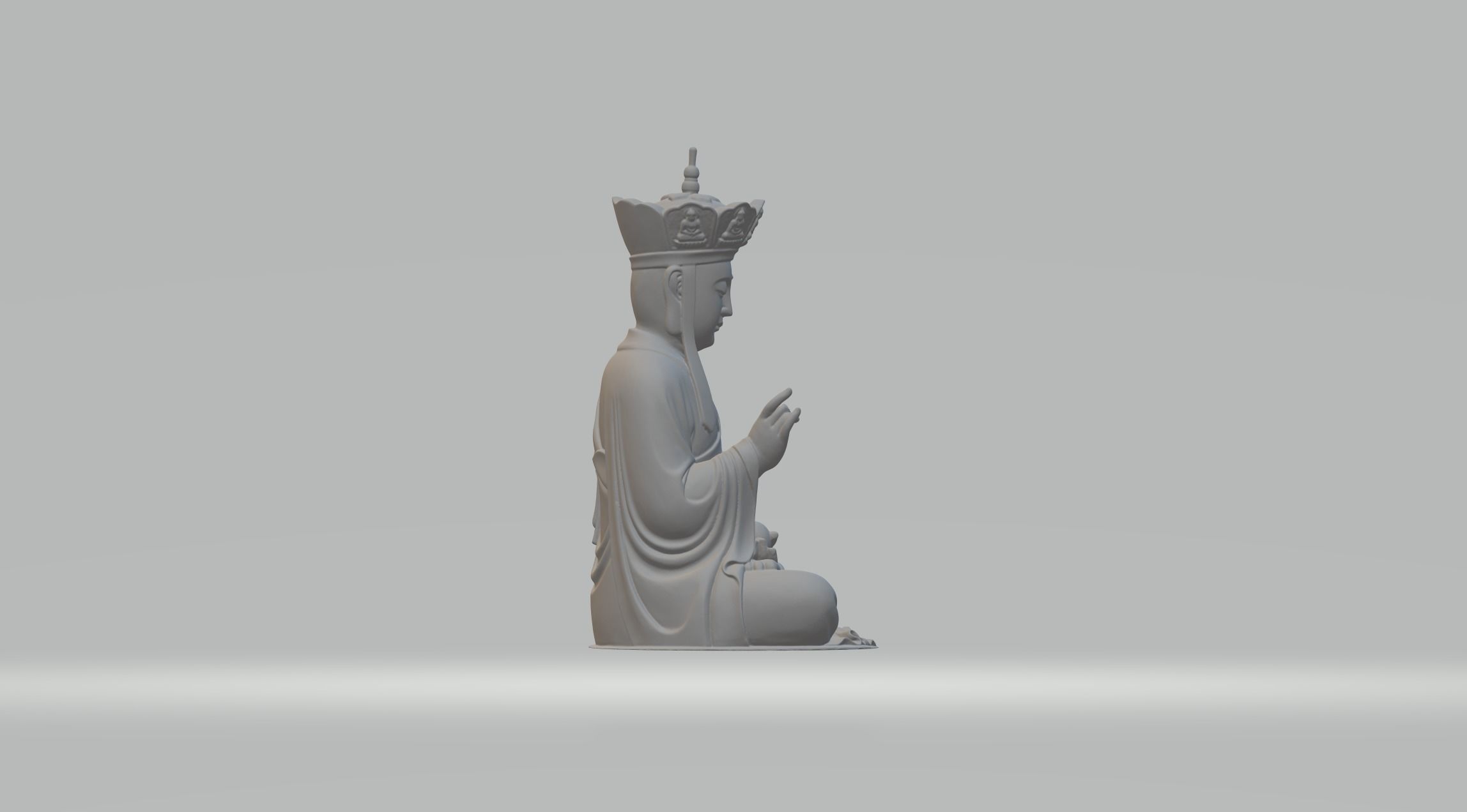 Ksitigarbha Bodhisattva Buddha Statue  3D print model_3