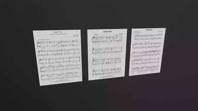 Sheet Music 3D Model Low-poly 3D model
