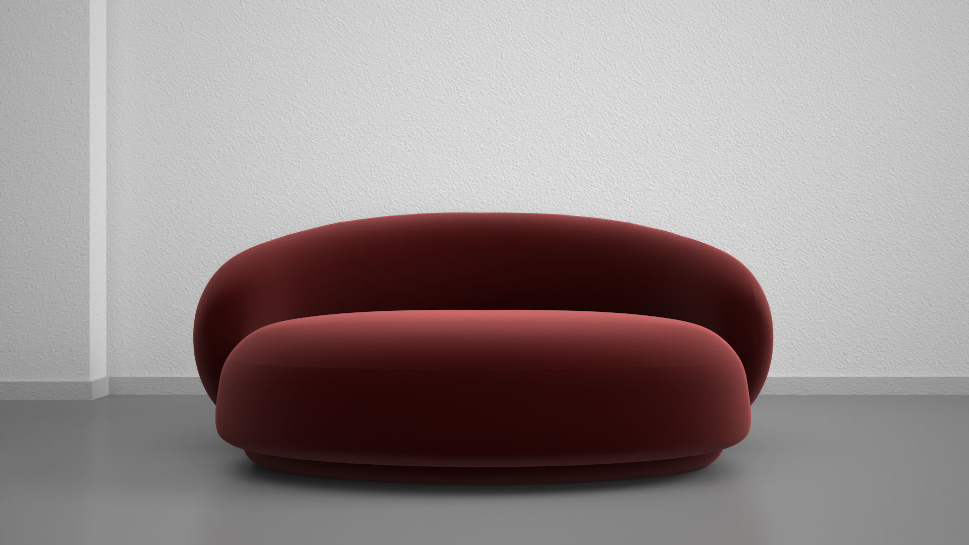 Red Velvet Sofa 3D model_4